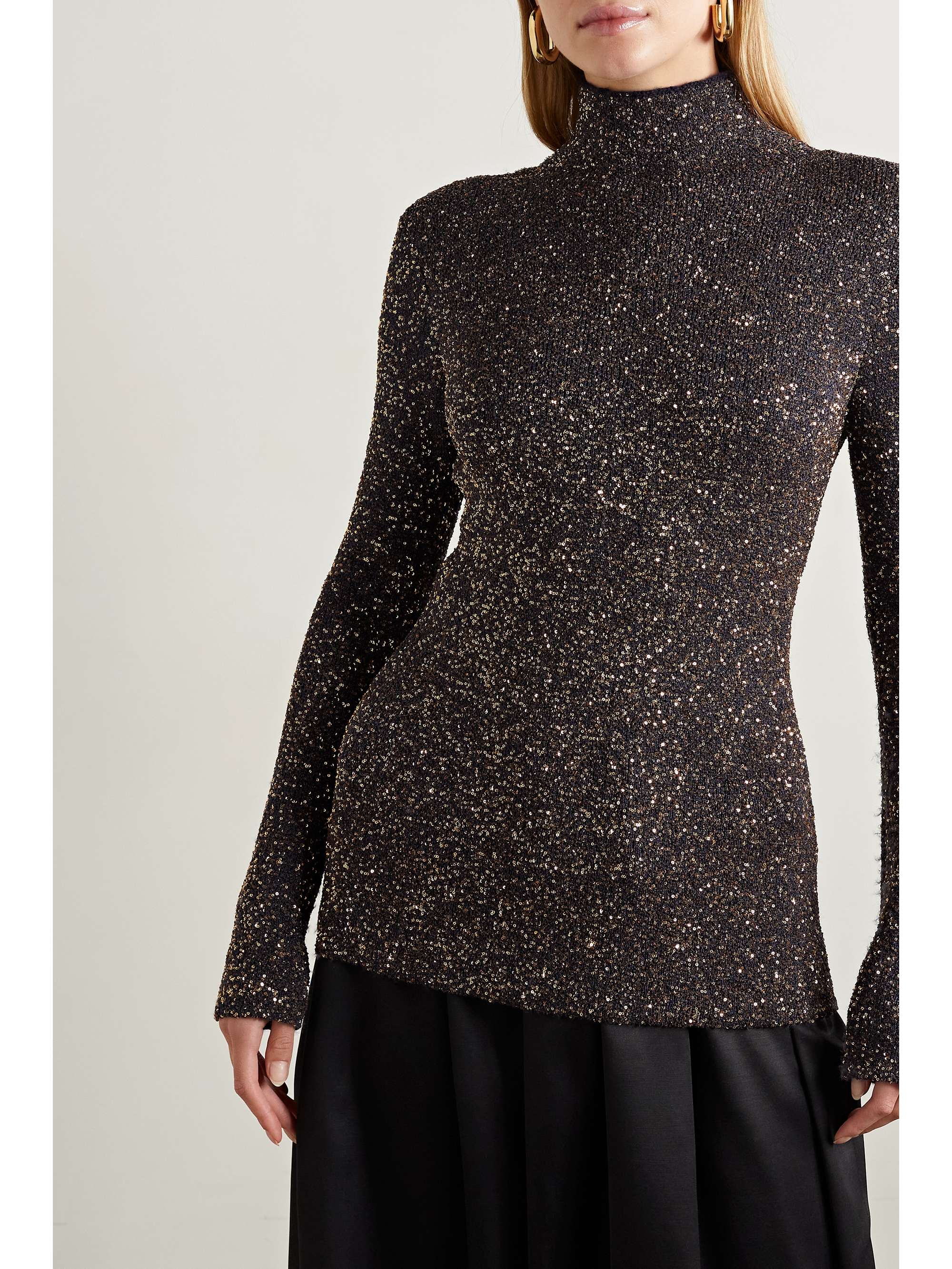 PROENZA SCHOULER Cutout sequined knitted turtleneck sweater