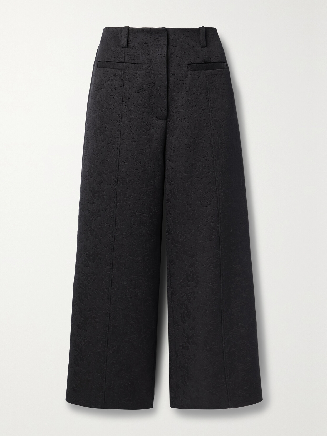 Proenza Schouler Cropped Cotton And Wool-blend Jacquard Wide-leg Pants - Black