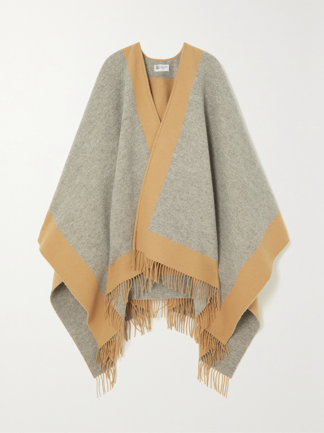 Johnstons of Elgin - Fringed Two-tone Wool Cape - Brown