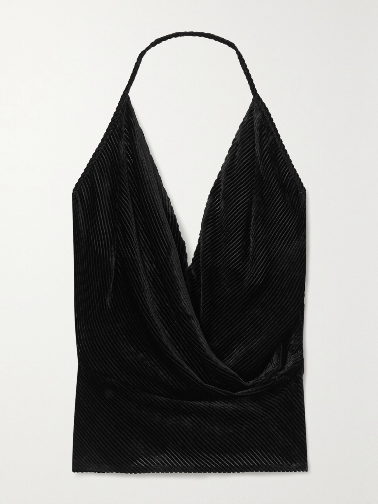Petar Petrov Toma Silk-trimmed Draped Devoré-velvet Halterneck Top