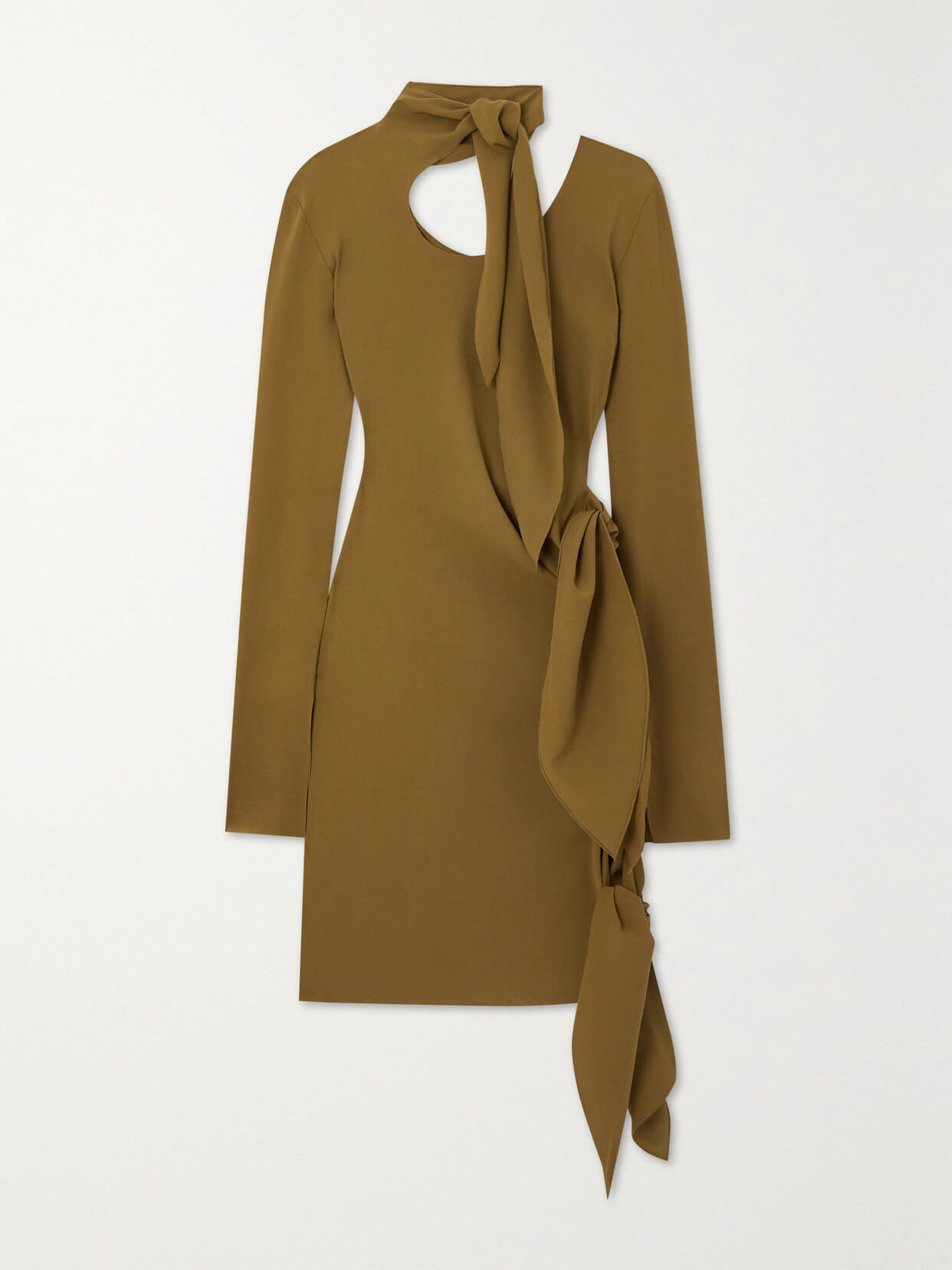 Petar Petrov Artis Cutout Tie-detailed Stretch-silk Crepe Mini Dress - Brown