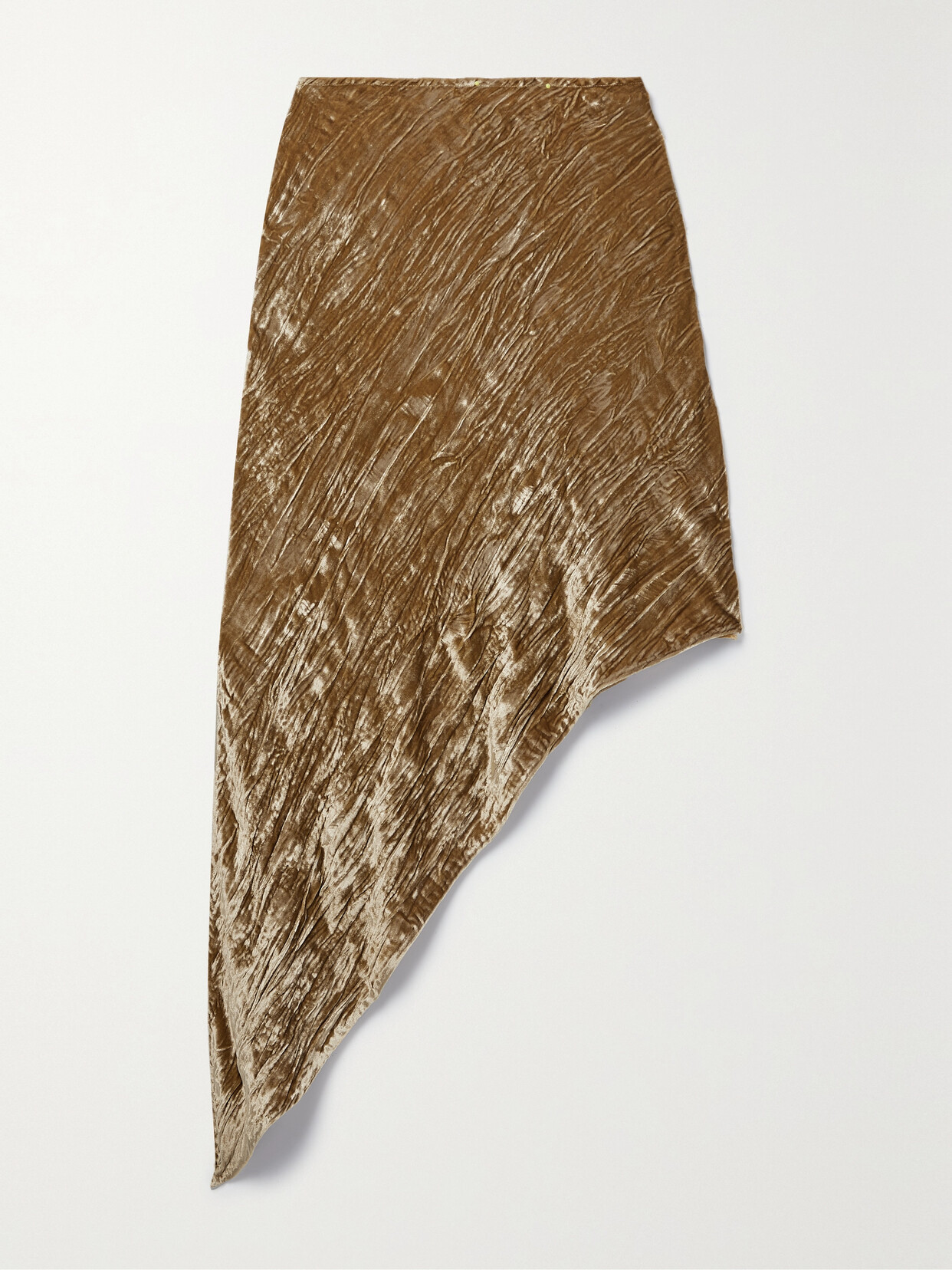 Petar Petrov Asymmetric Crinkled-velvet Midi Skirt - Gold