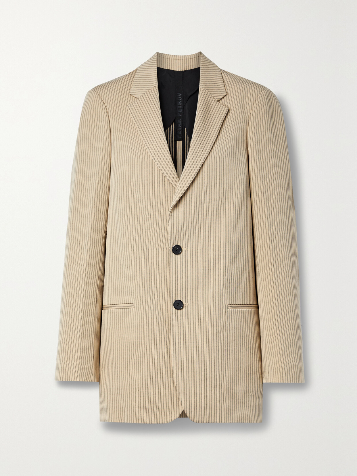 Shop Petar Petrov Isaac Pinstriped Cotton-blend Blazer In Yellow