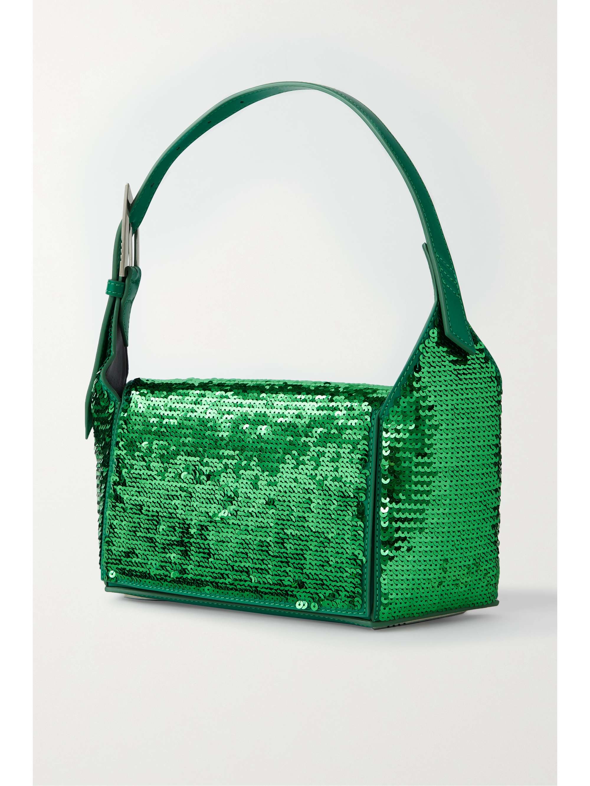 THE ATTICO حقيبة كتف 7/7 من الجلد المزين بأقراص براقة