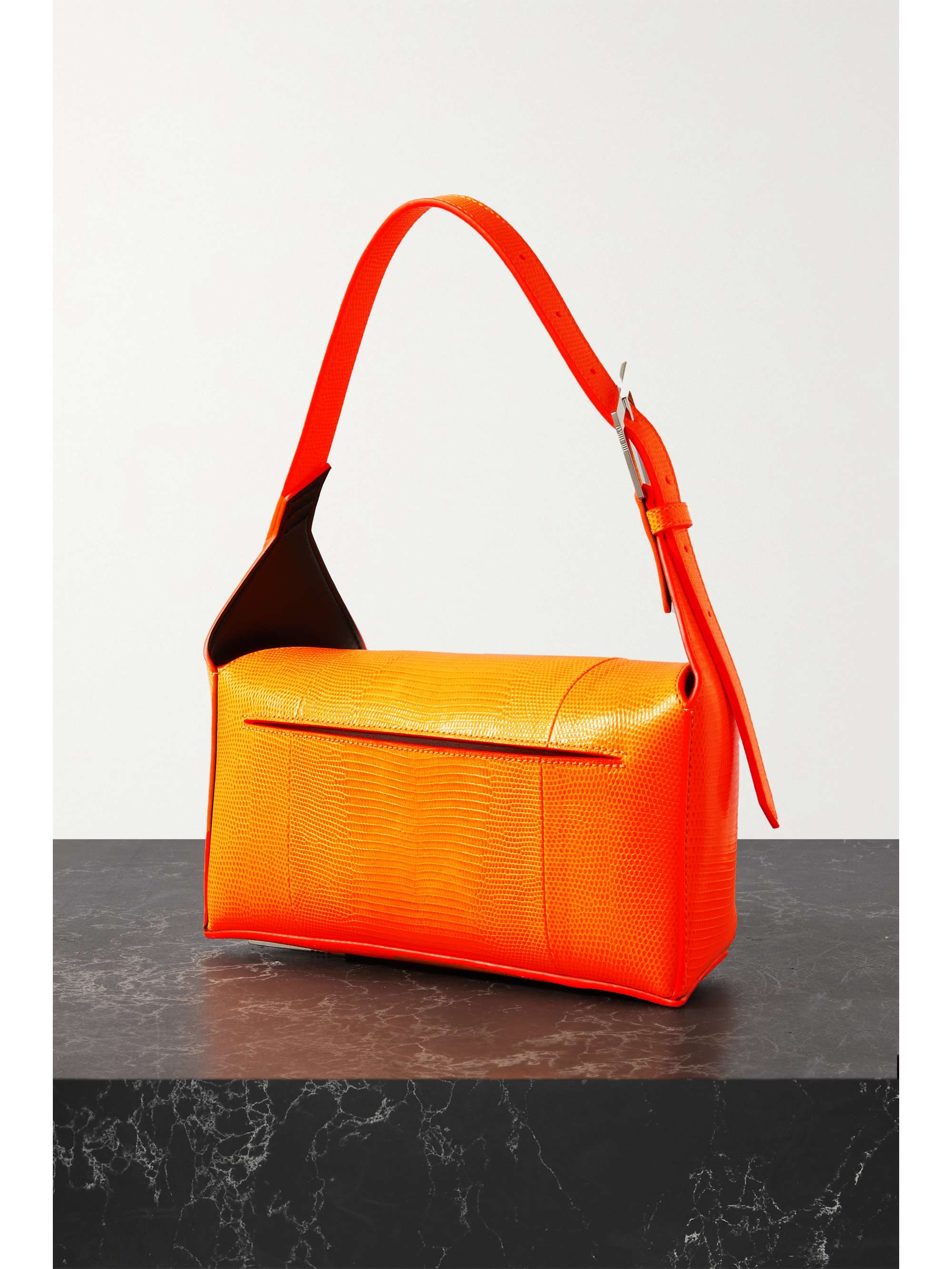 7/7 neon croc-effect leather shoulder bag