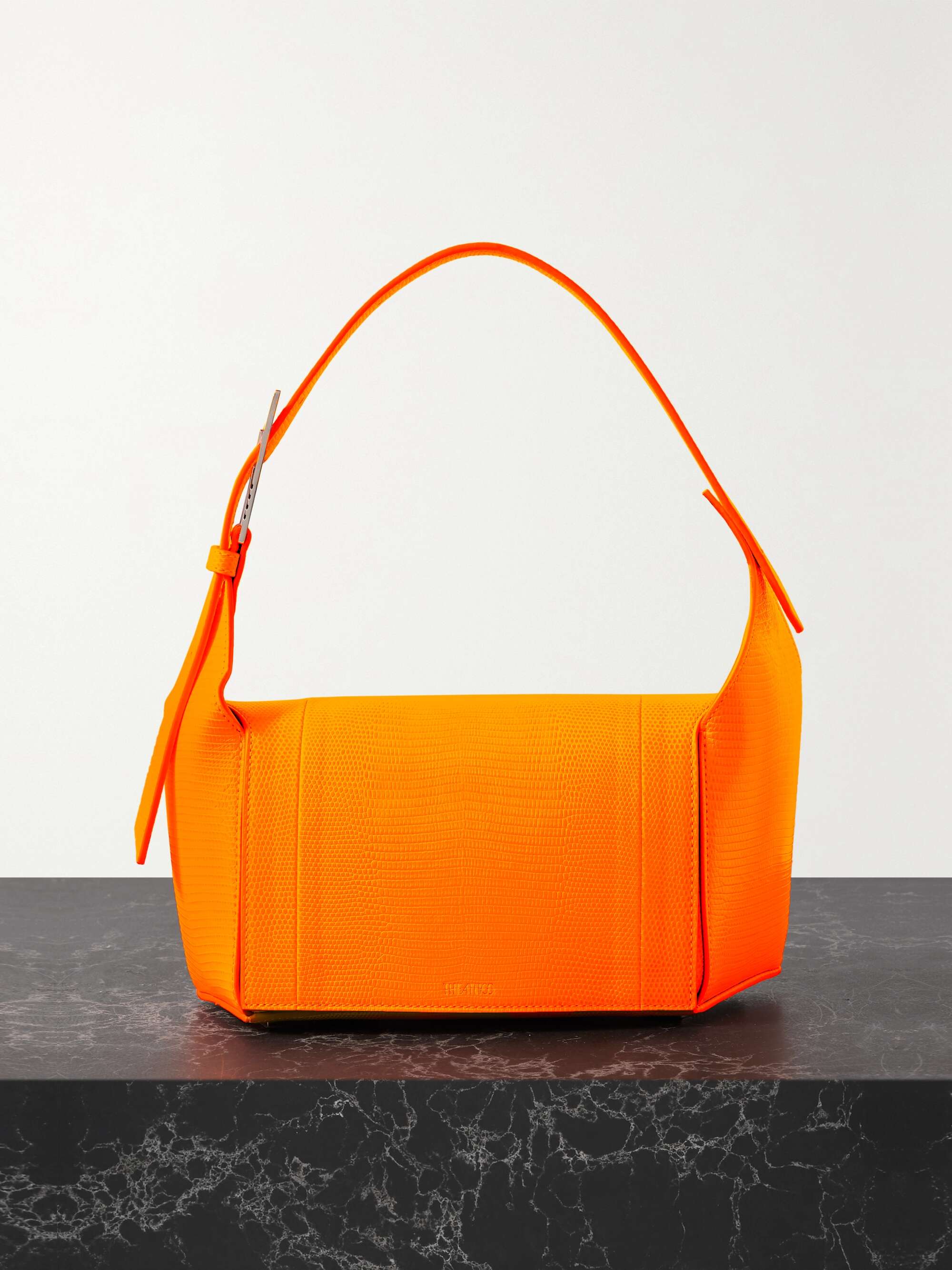 THE ATTICO 7/7 neon croc-effect leather shoulder bag | NET-A-PORTER