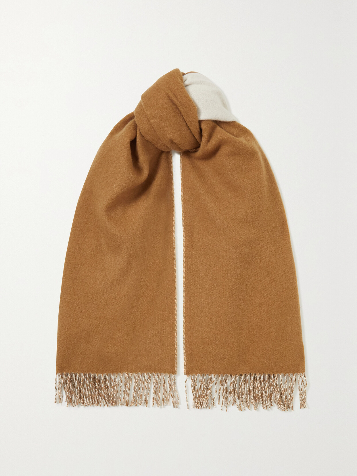 Johnstons of Elgin - + Net Sustain Reversible Fringed Cashmere Scarf - Brown