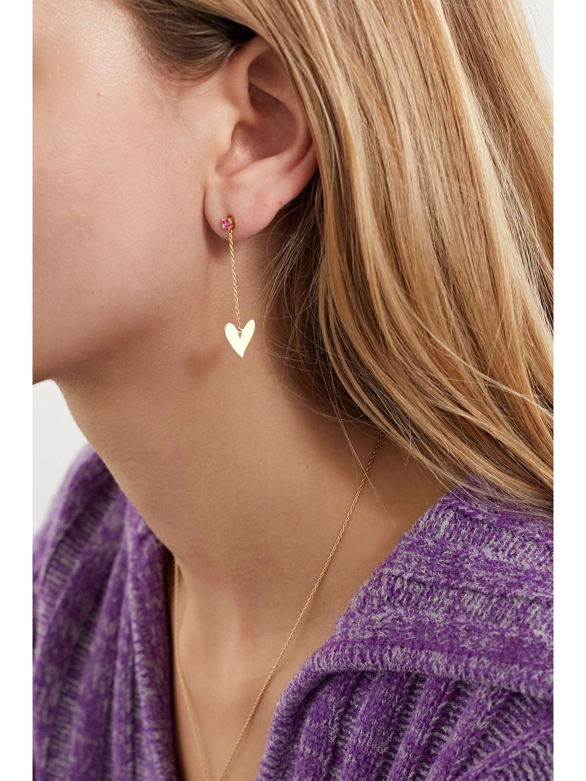 CHARMS COMPANY Be Mine 14-karat gold sapphire single earring