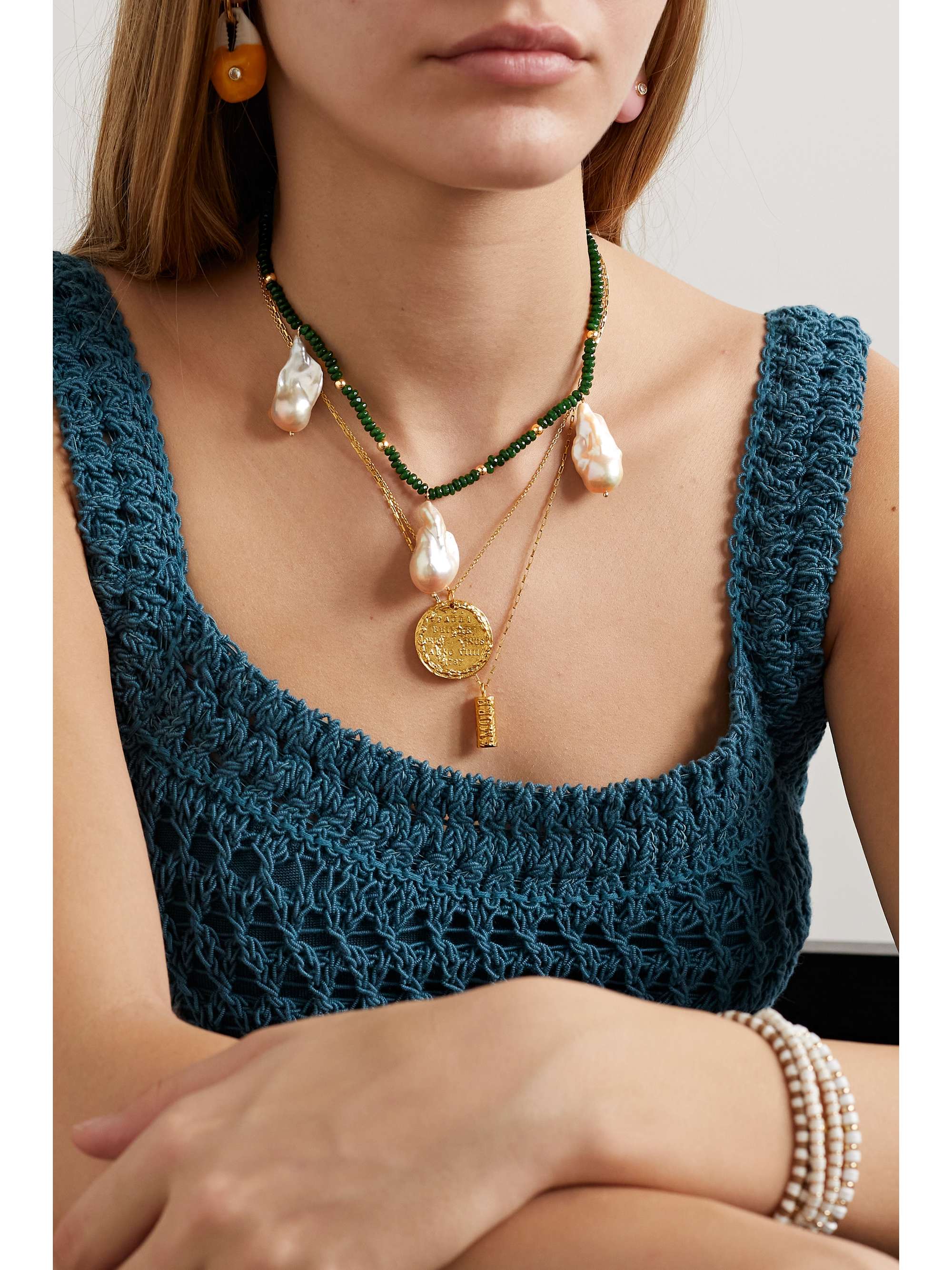 CHARMS COMPANY 르 봉봉 14K 골드 비취 진주 링