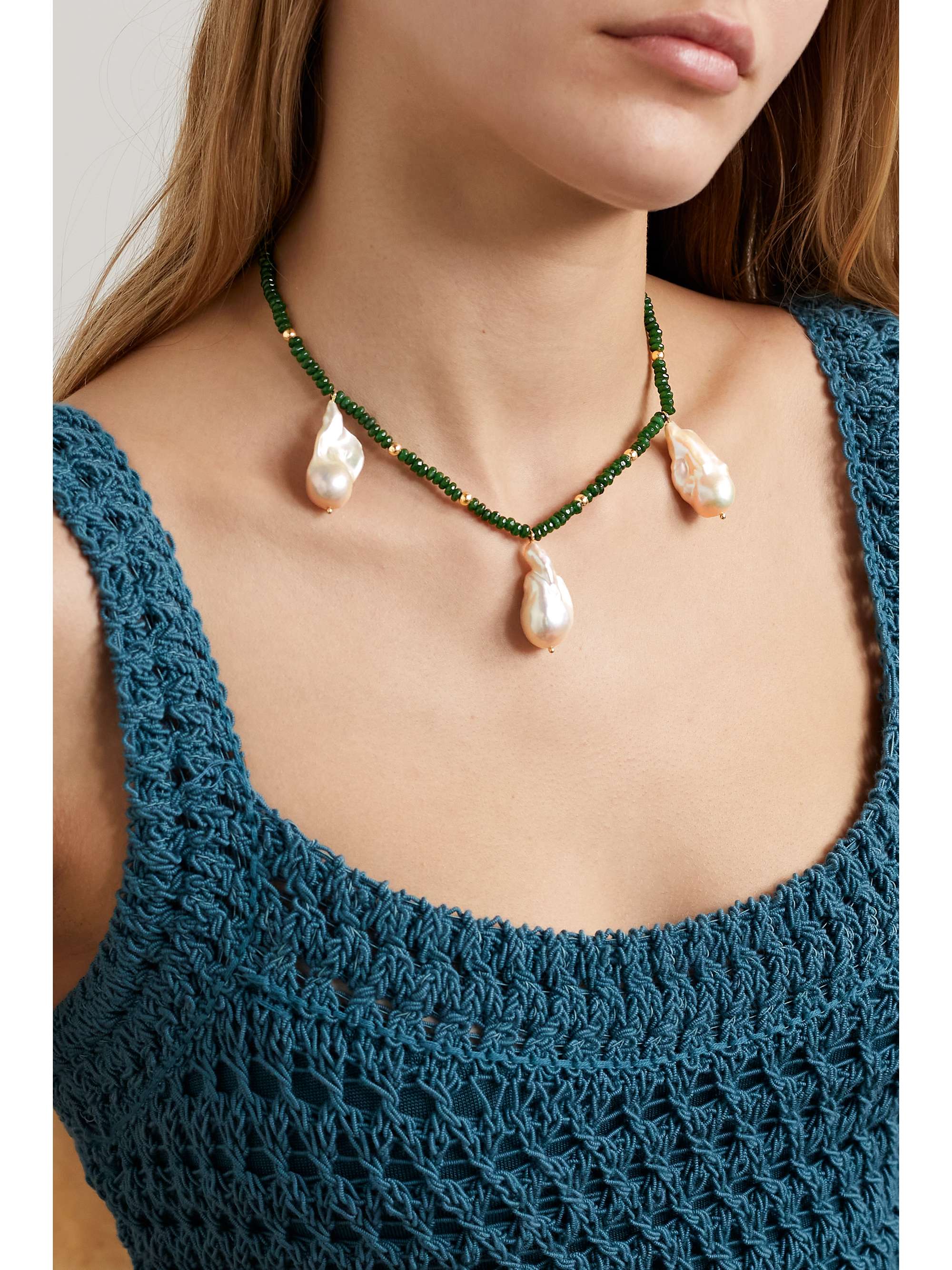CHARMS COMPANY 르 봉봉 14K 골드 비취 진주 링