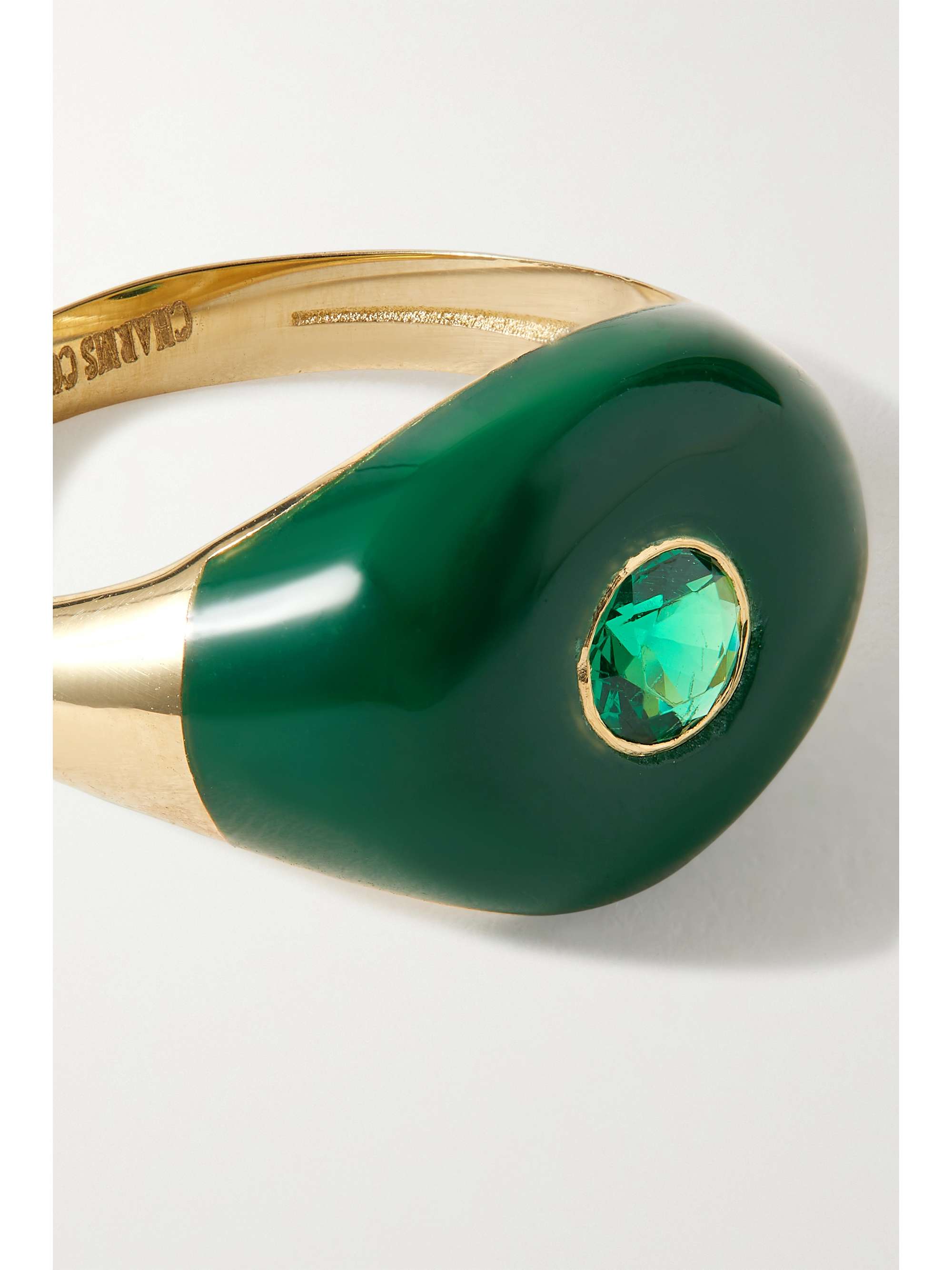 CHARMS COMPANY Les Bonbons 14-karat gold, enamel and tsavorite ring