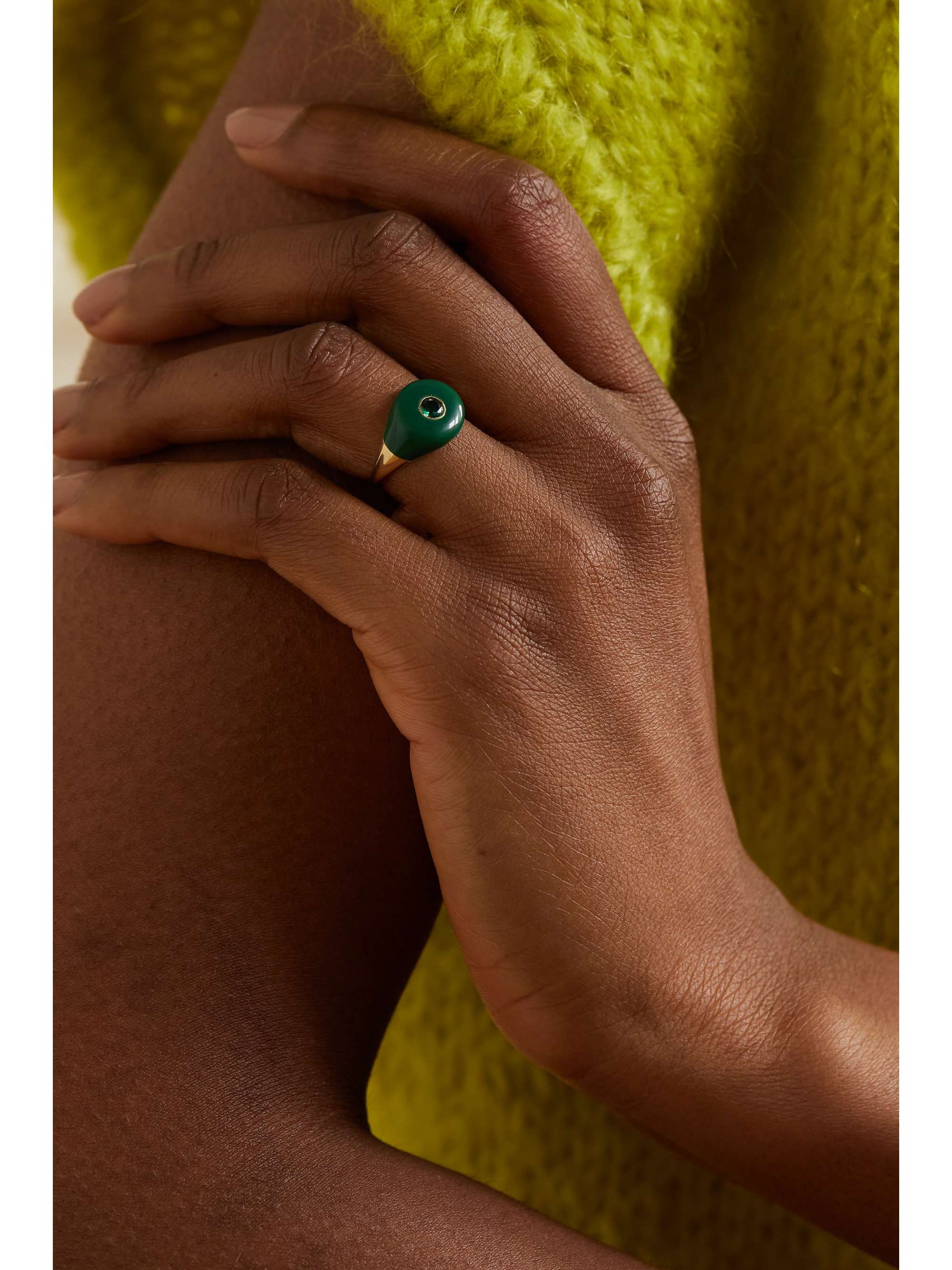 CHARMS COMPANY Les Bonbons 14-karat gold, enamel and tsavorite ring
