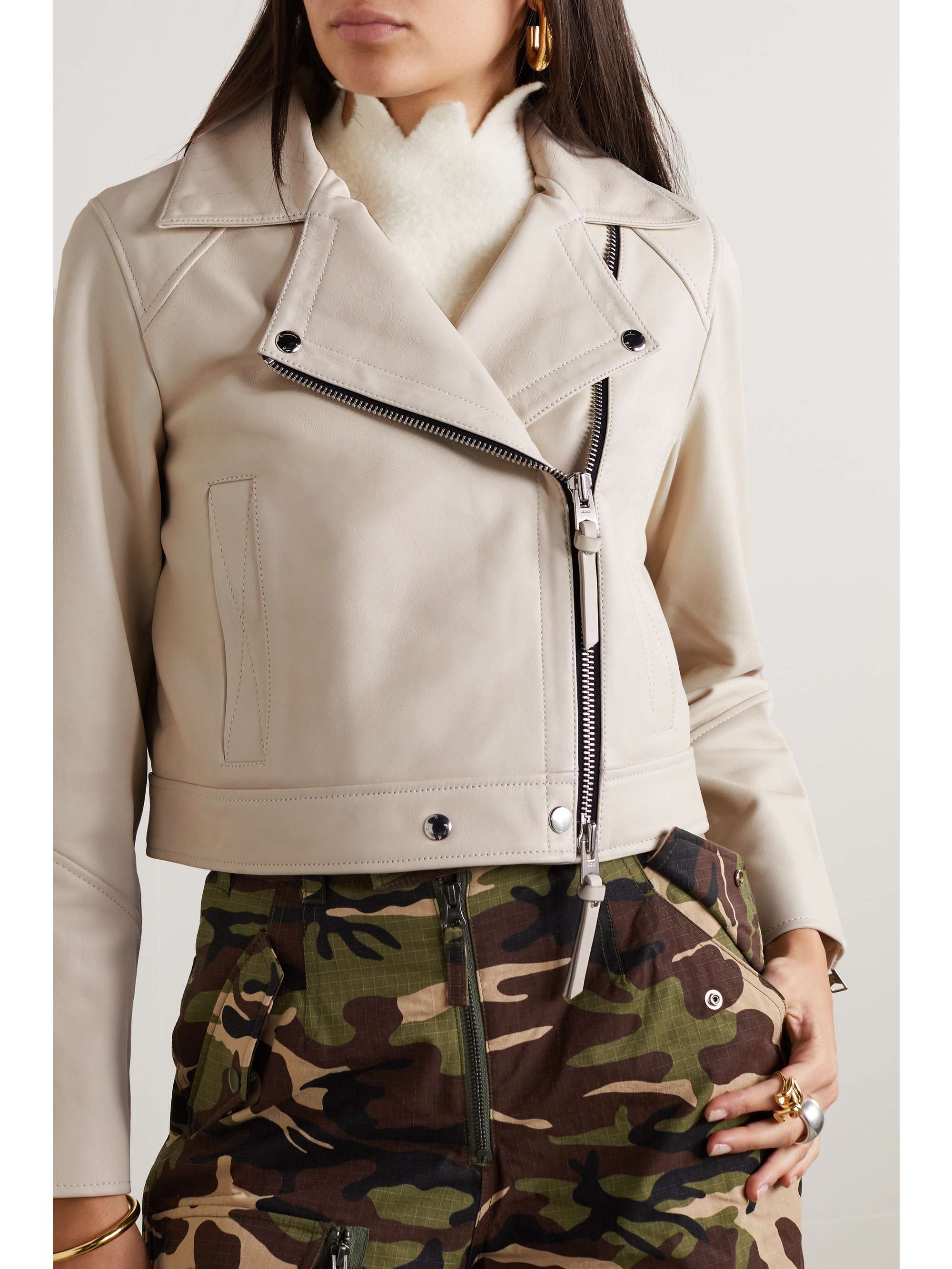 SHOREDITCH SKI CLUB NET SUSTAIN Vyner leather biker jacket NET-A-PORTER