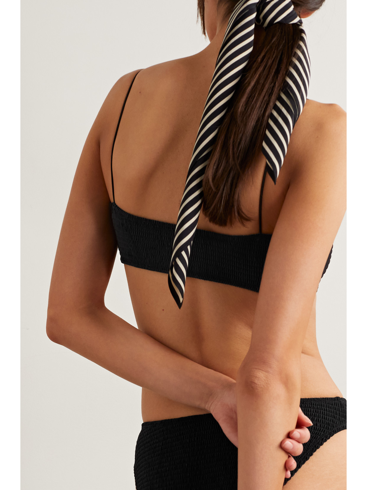 Totême Smocked Recycled Bikini Top In Black