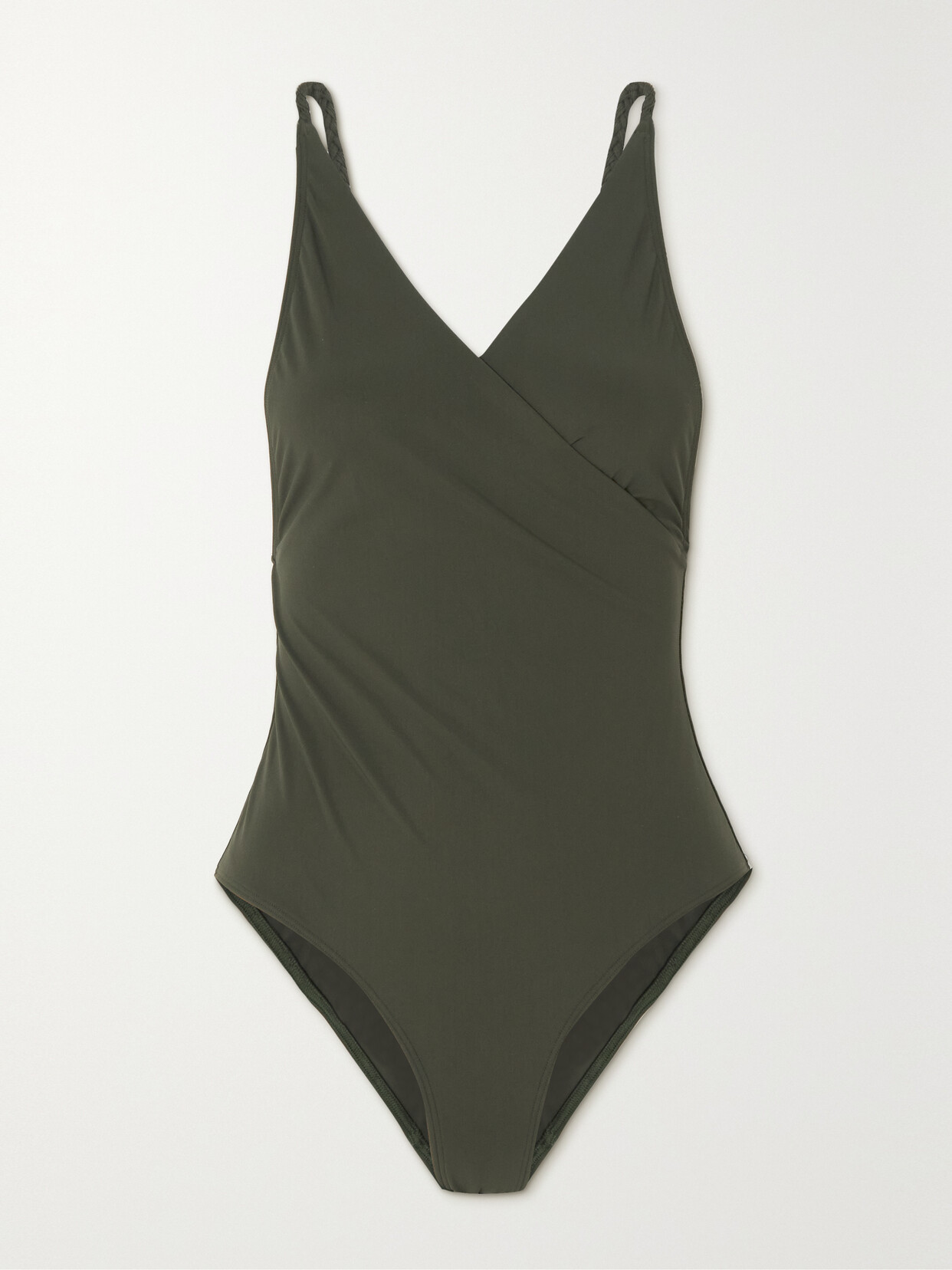 Shop Totême + Net Sustain Braided Wrap-effect Recycled Swimsuit In Green