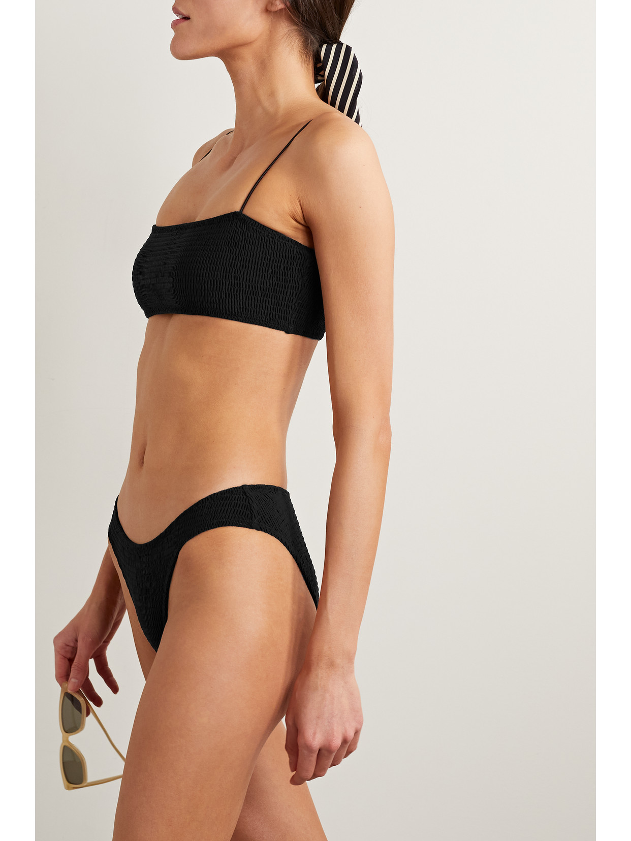 Totême Smocked Recycled Bikini Briefs In Black