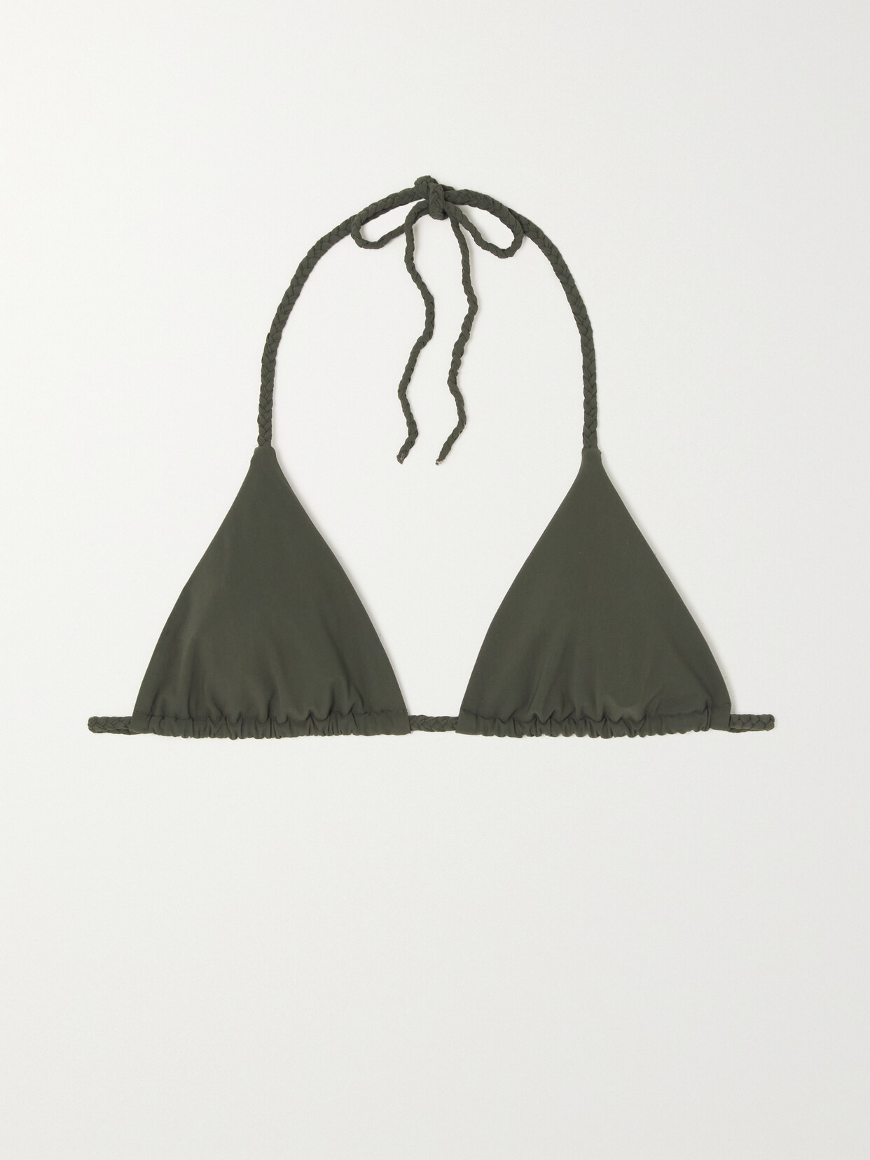 Shop Totême + Net Sustain Braided Halterneck Recycled Triangle Bikini Top In Green