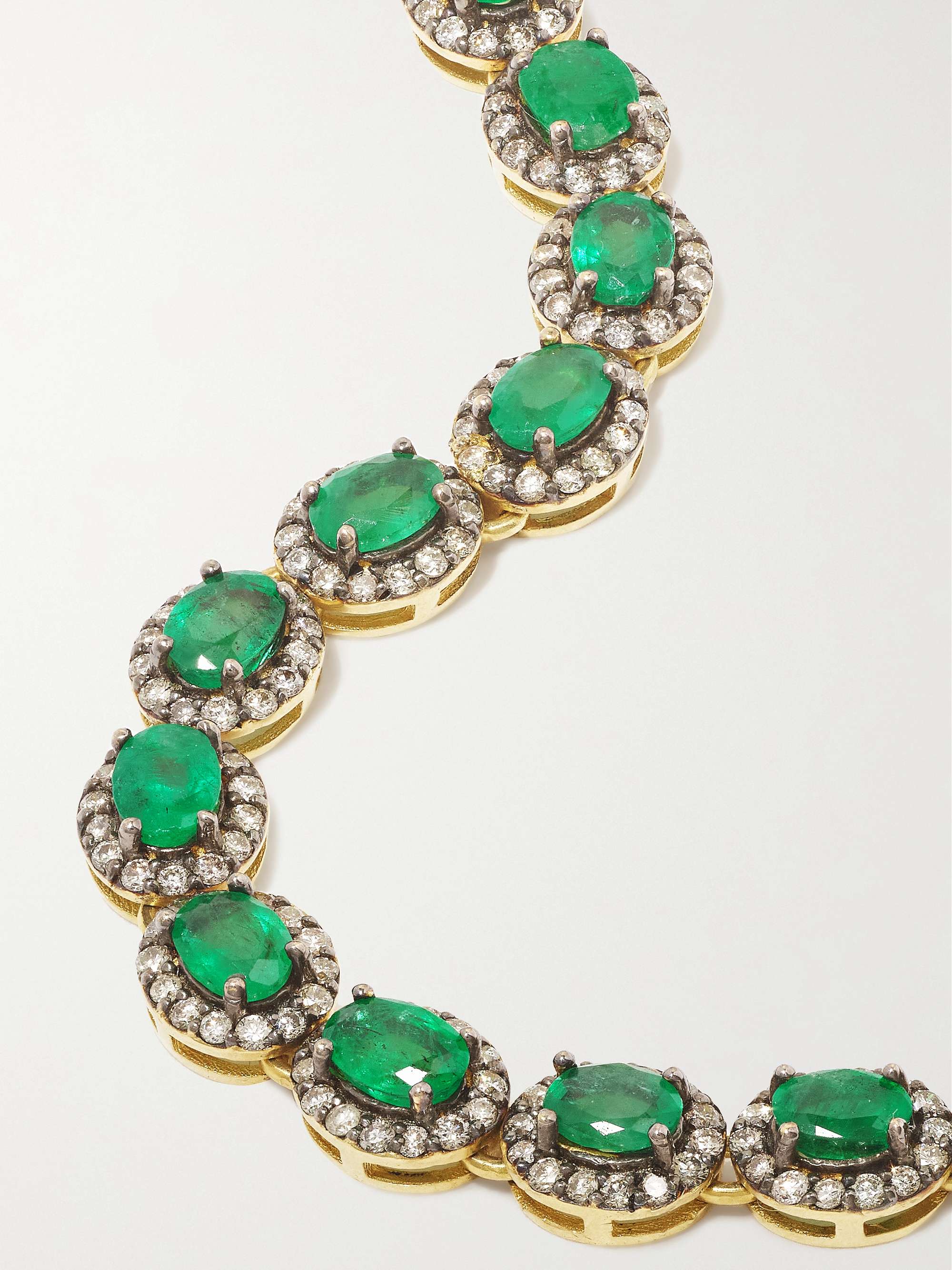 AMRAPALI LONDON Rhodium-plated and 18-karat gold, emerald and diamond bracelet