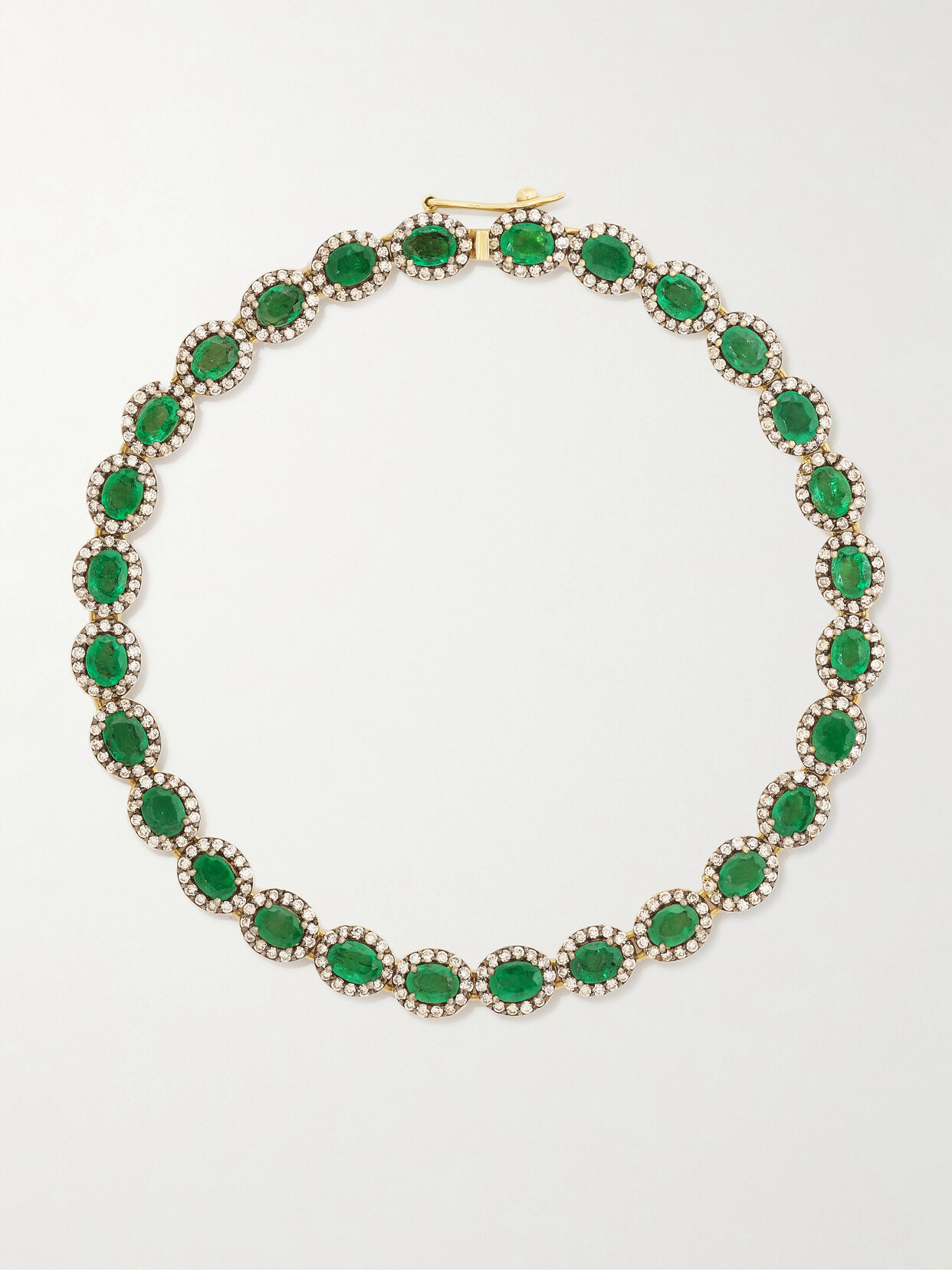 Amrapali Rhodium-plated And 18-karat Gold, Emerald And Diamond Bracelet In Green