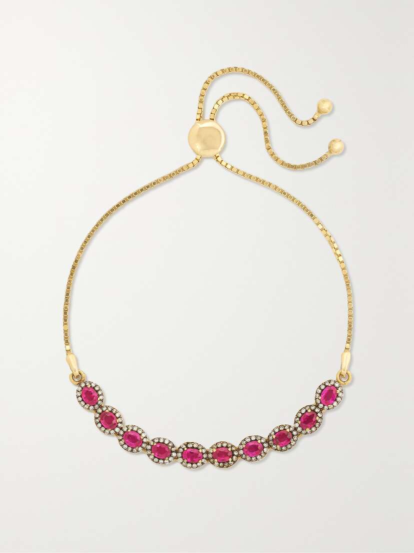 Amrapali London Sterling Silver And 18-karat Gold, Ruby And Diamond Bracelet