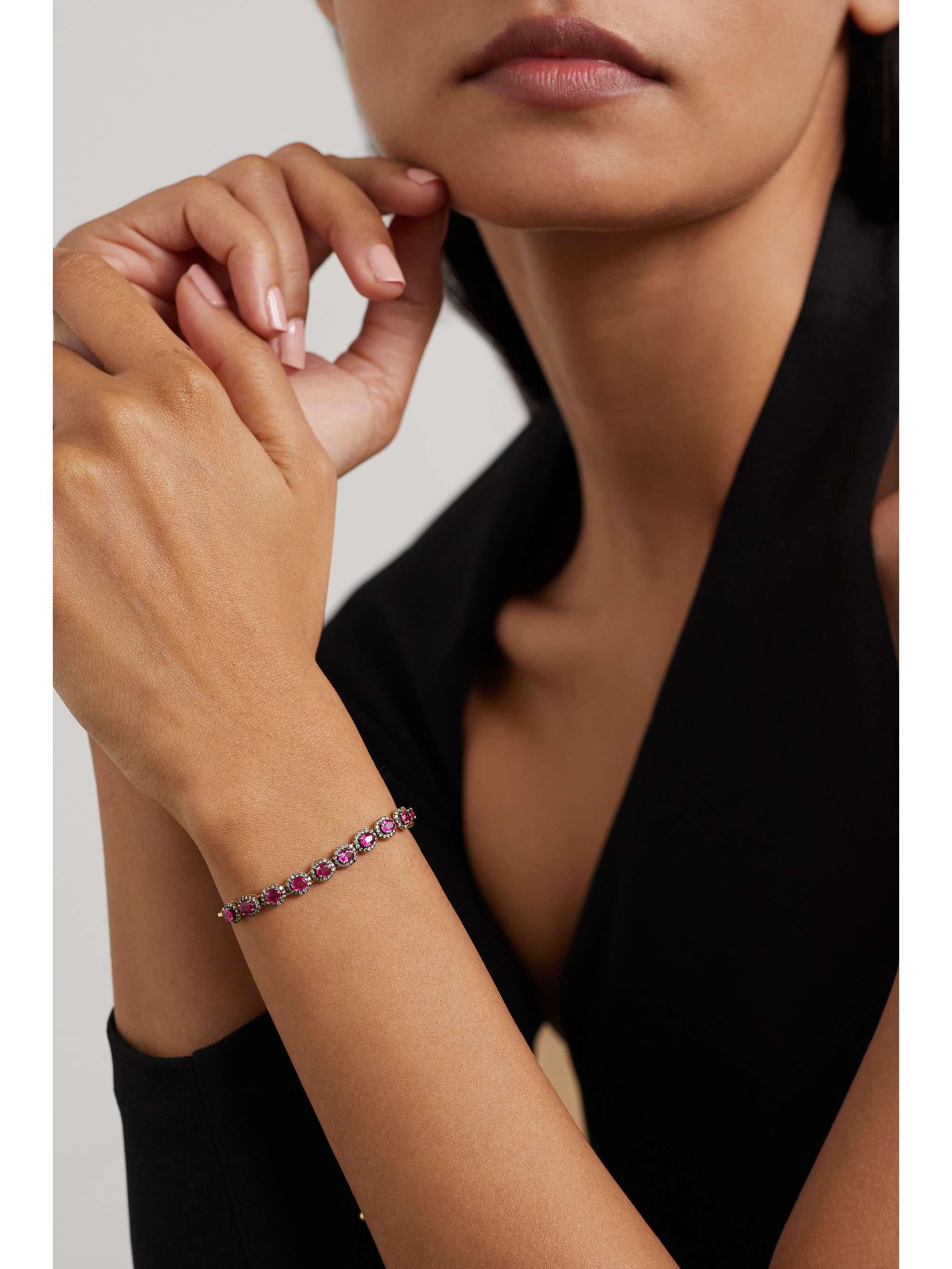 AMRAPALI LONDON Sterling silver and 18-karat gold, ruby and diamond bracelet