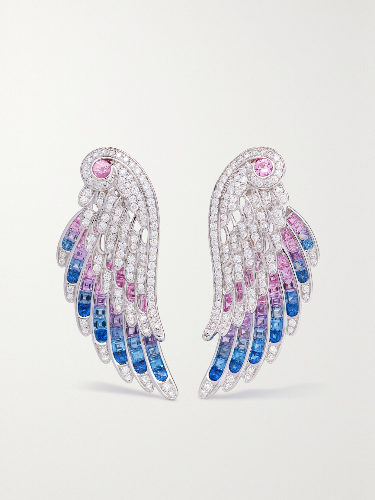 Garrard Bird Of Paradise 18-karat White Gold, Sapphire And Diamond Earrings