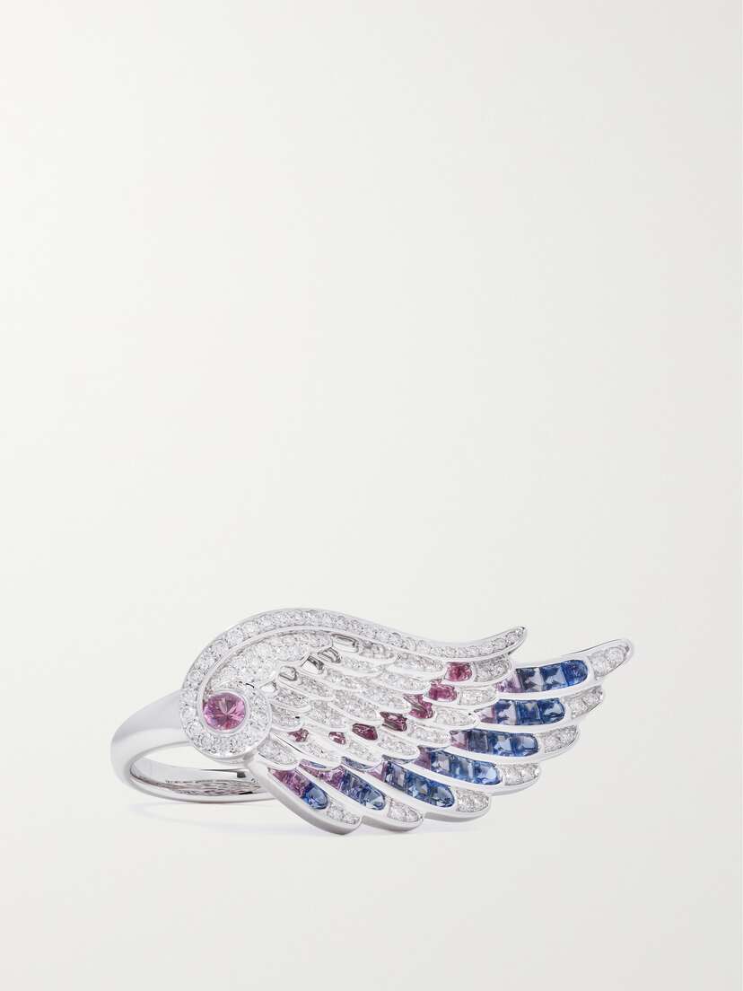Garrard Bird Of Paradise 18-karat White Gold, Sapphire And Diamond Ring