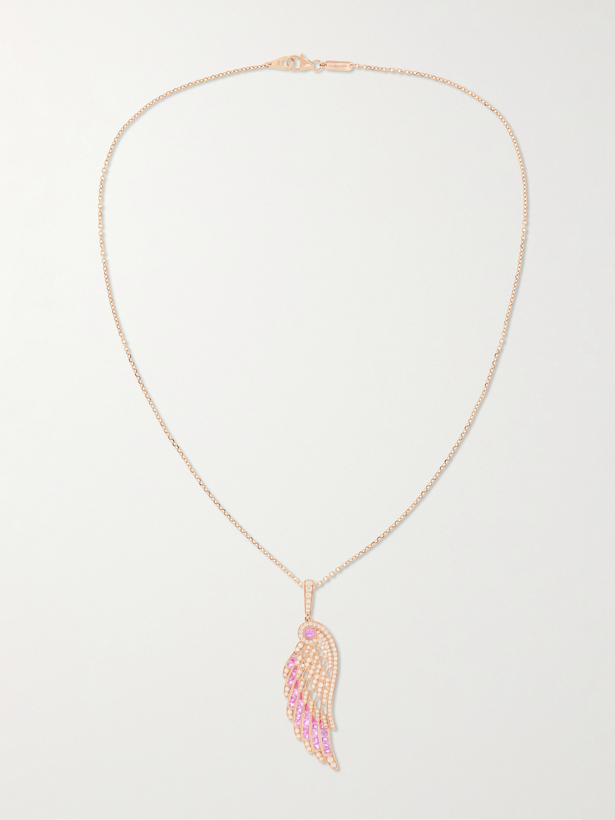 Shop Garrard Wings Embrace 18-karat Rose Gold, Sapphire And Diamond Necklace In Pink