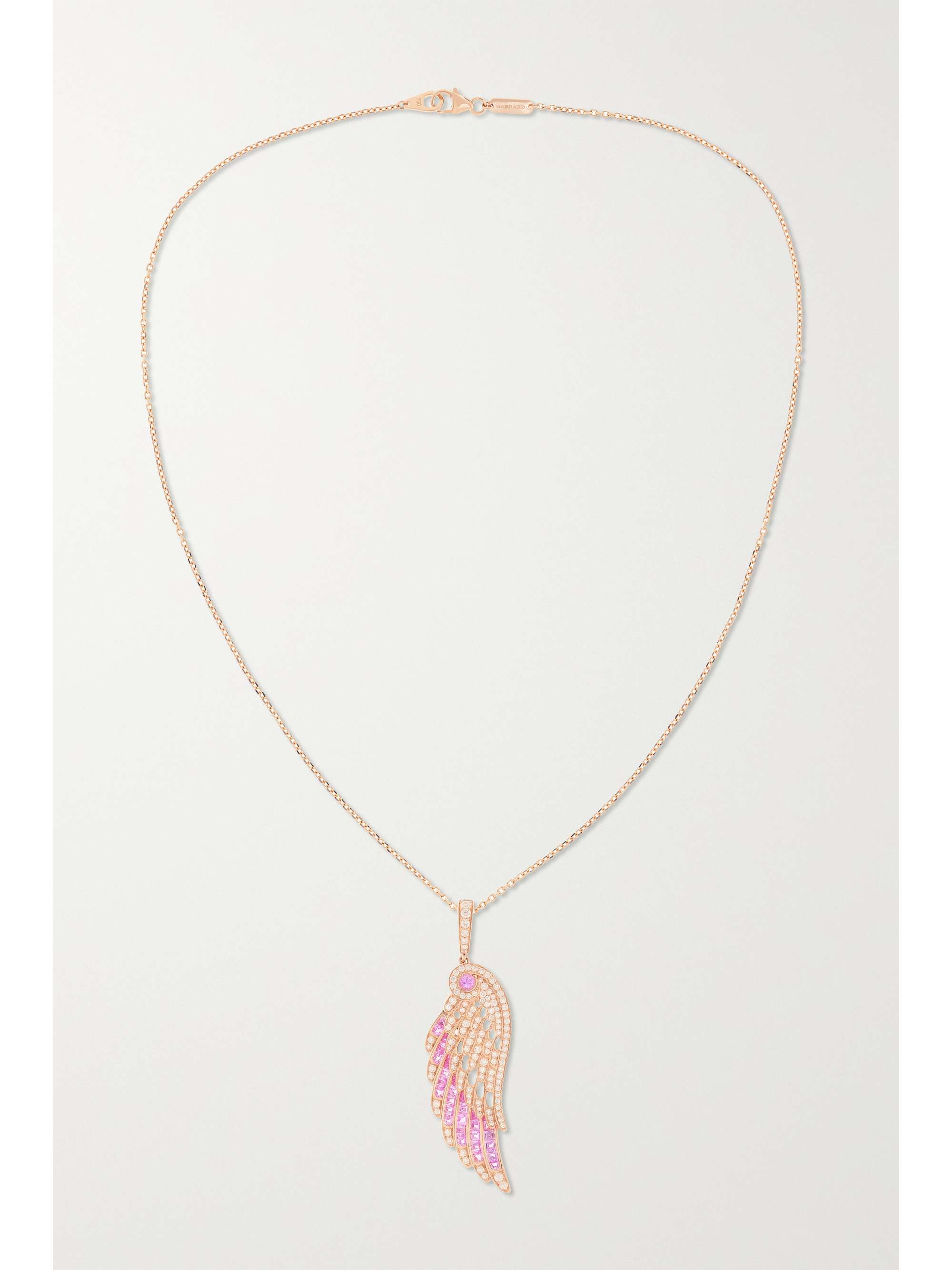 GARRARD Wings Embrace 18-karat rose gold, sapphire and diamond necklace