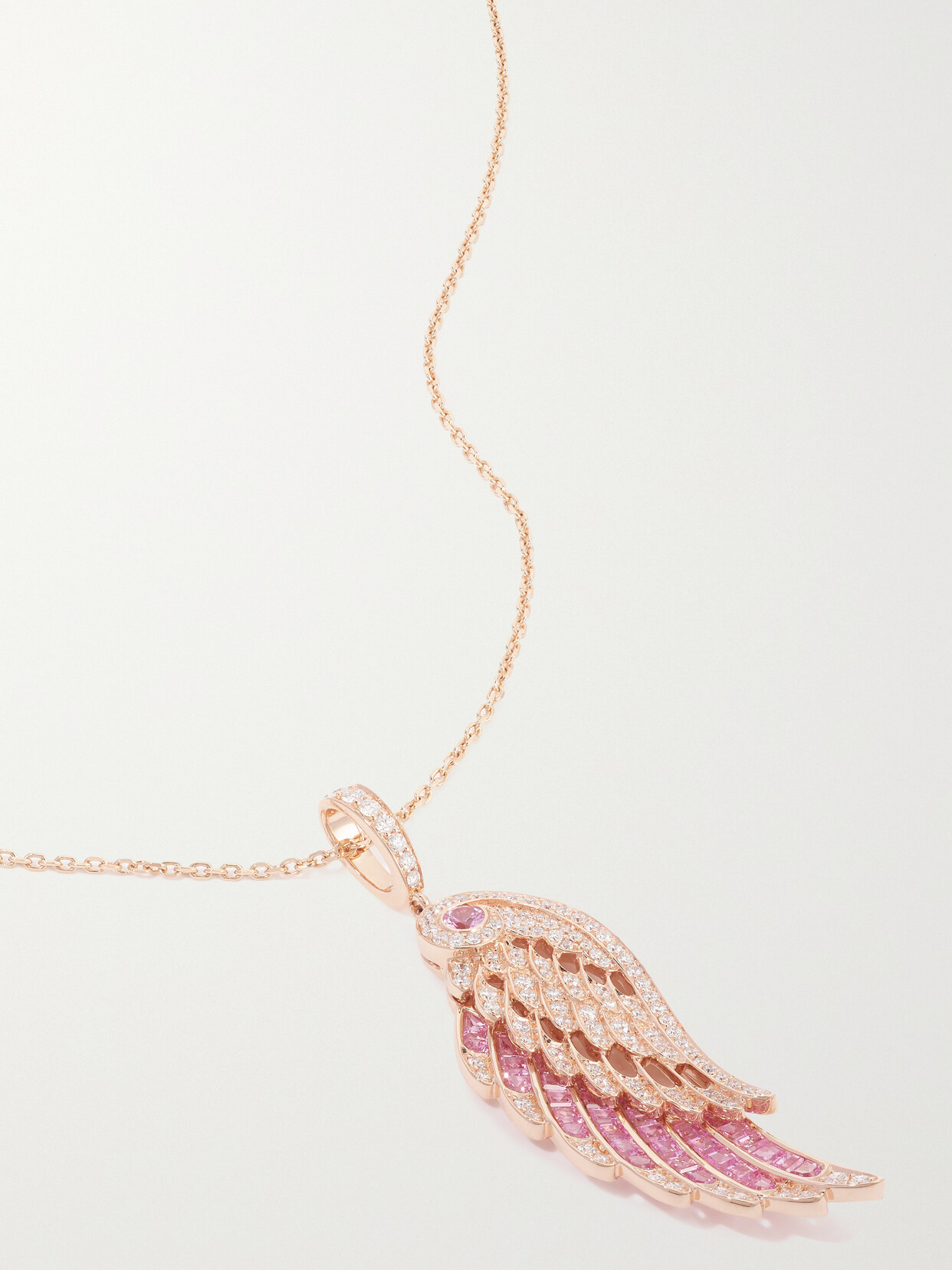 Garrard Wings Embrace 18-karat Rose Gold, Sapphire And Diamond Necklace In Pink