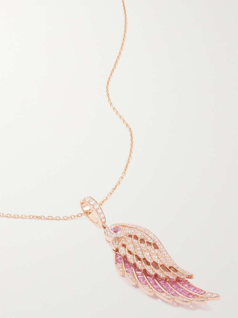 Garrard Wings Embrace 18-karat Rose Gold, Sapphire And Diamond Necklace