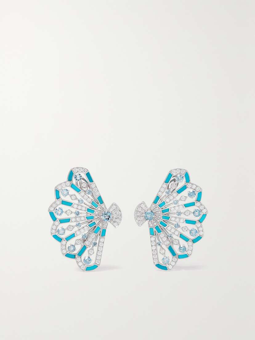 Garrard Fanfare Symphony 18-karat White Gold Multistone Earrings