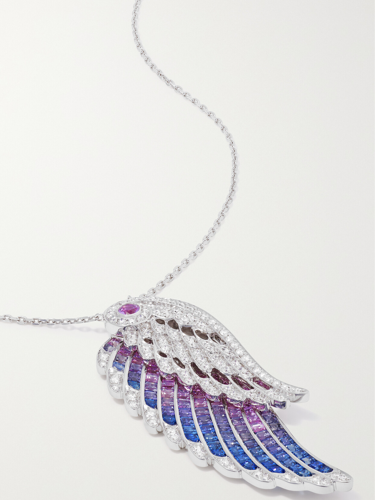 Garrard Bird Of Paradise 18-karat White Gold, Sapphire And Diamond Necklace