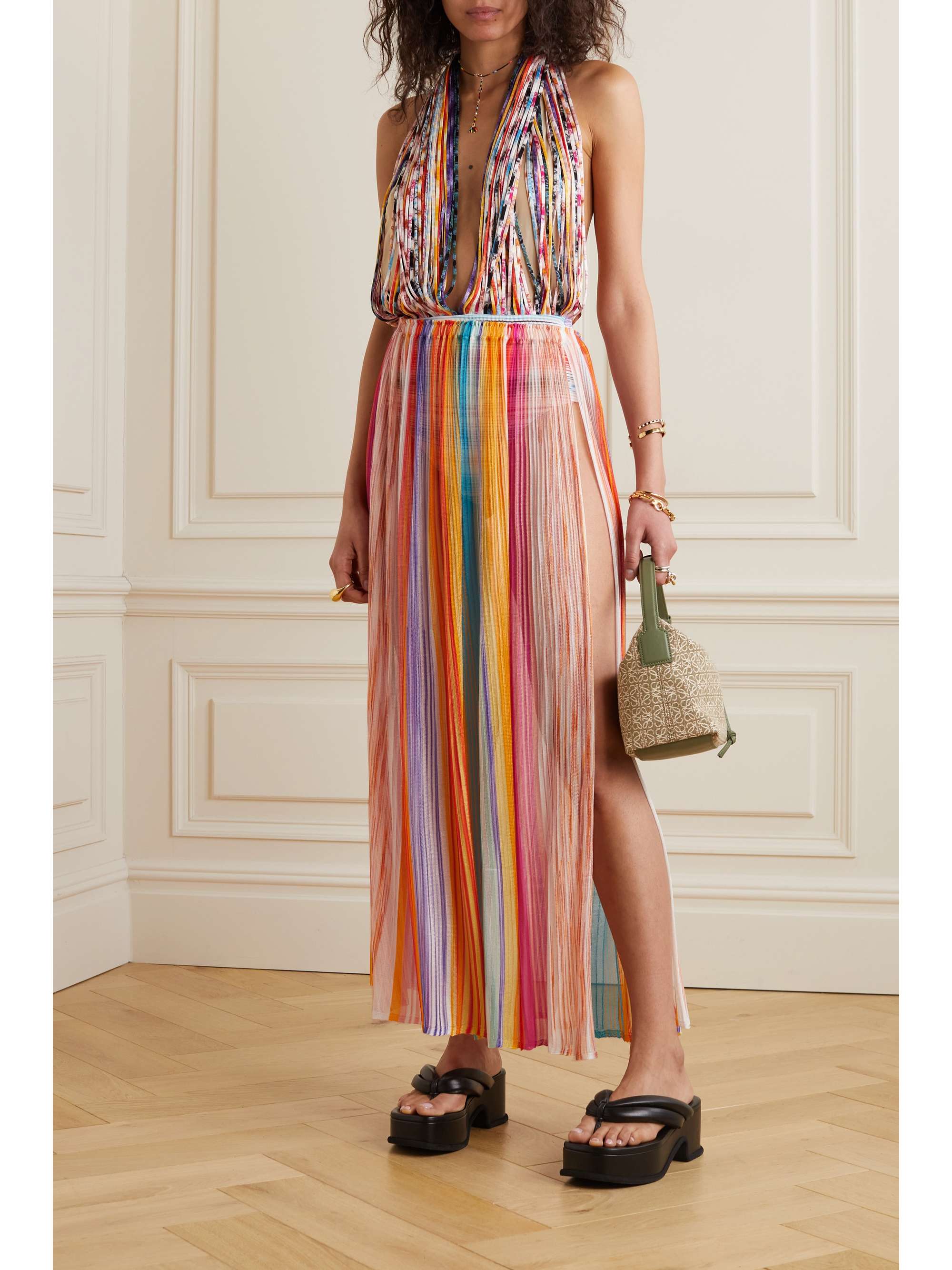 MISSONI Striped crochetknit midi skirt NETAPORTER