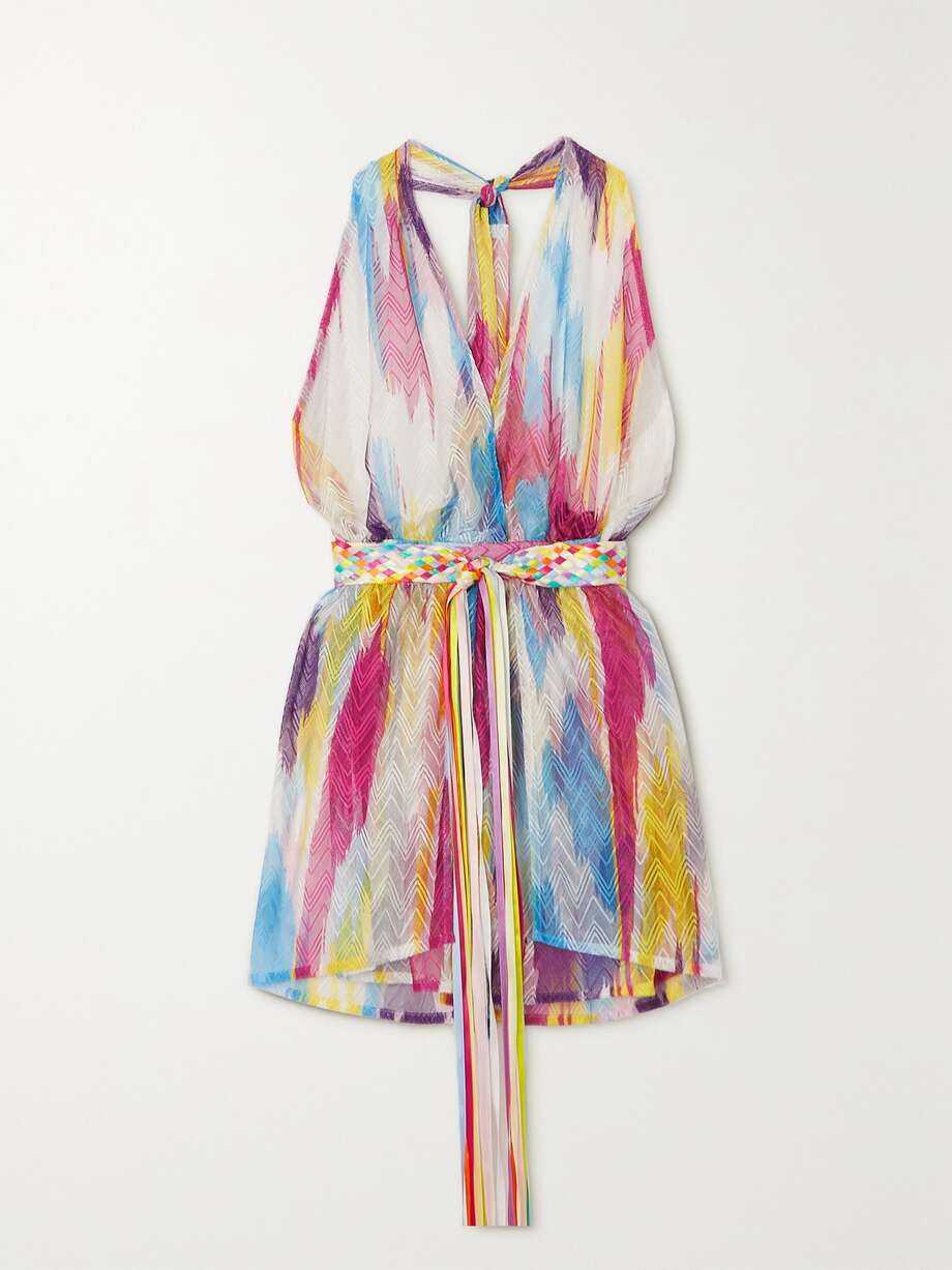 net-a-porter.com | Striped crochet-knit halterneck playsuit