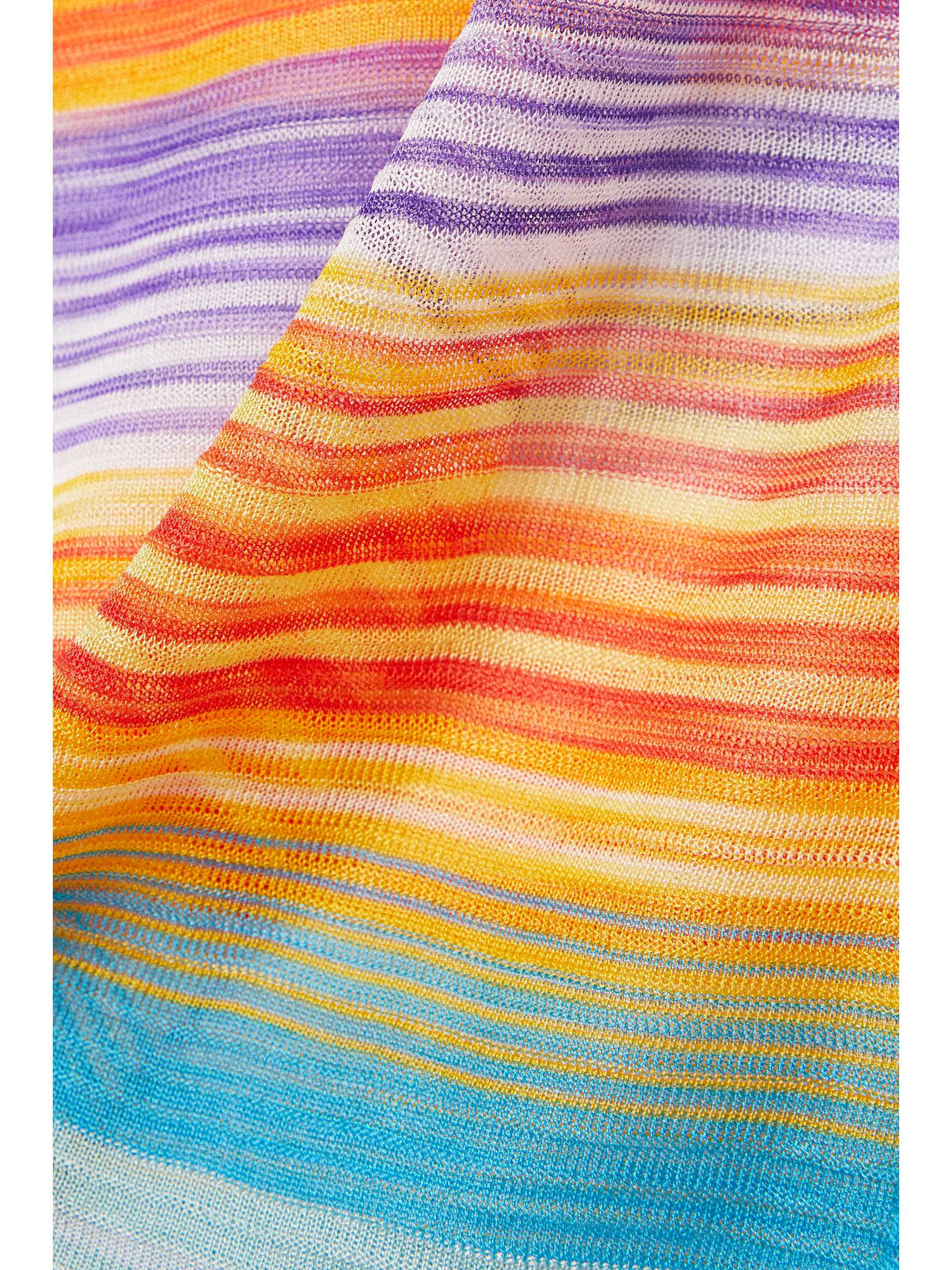 MISSONI Asymmetric one-sleeve striped knitted coverup
