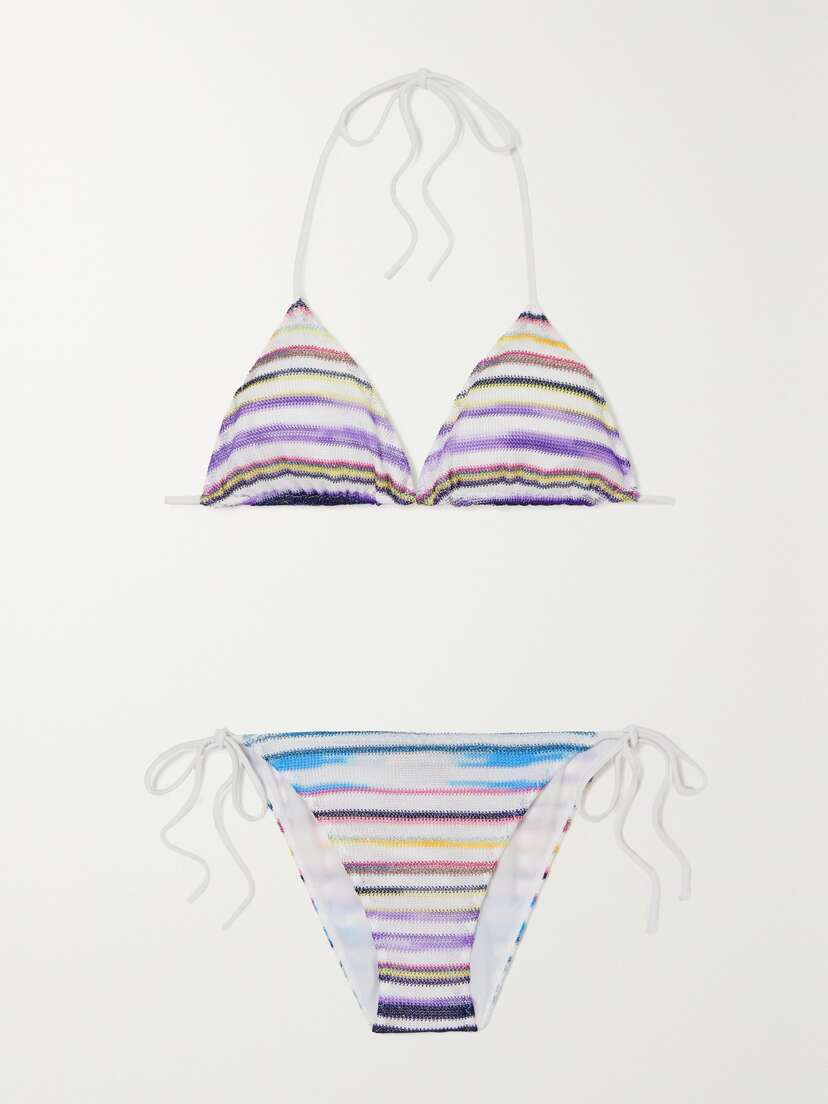 Missoni Mare Striped Metallic Crochet-knit Triangle Bikini