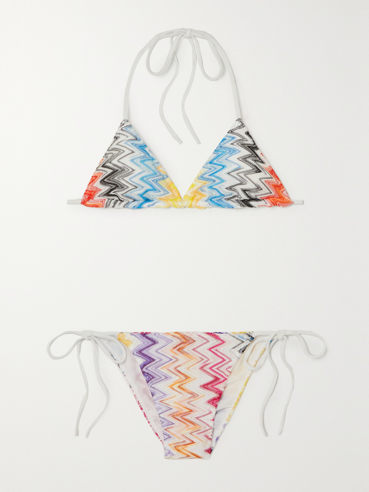 Missoni - Mare Striped Crochet-knit Triangle Bikini - Blue