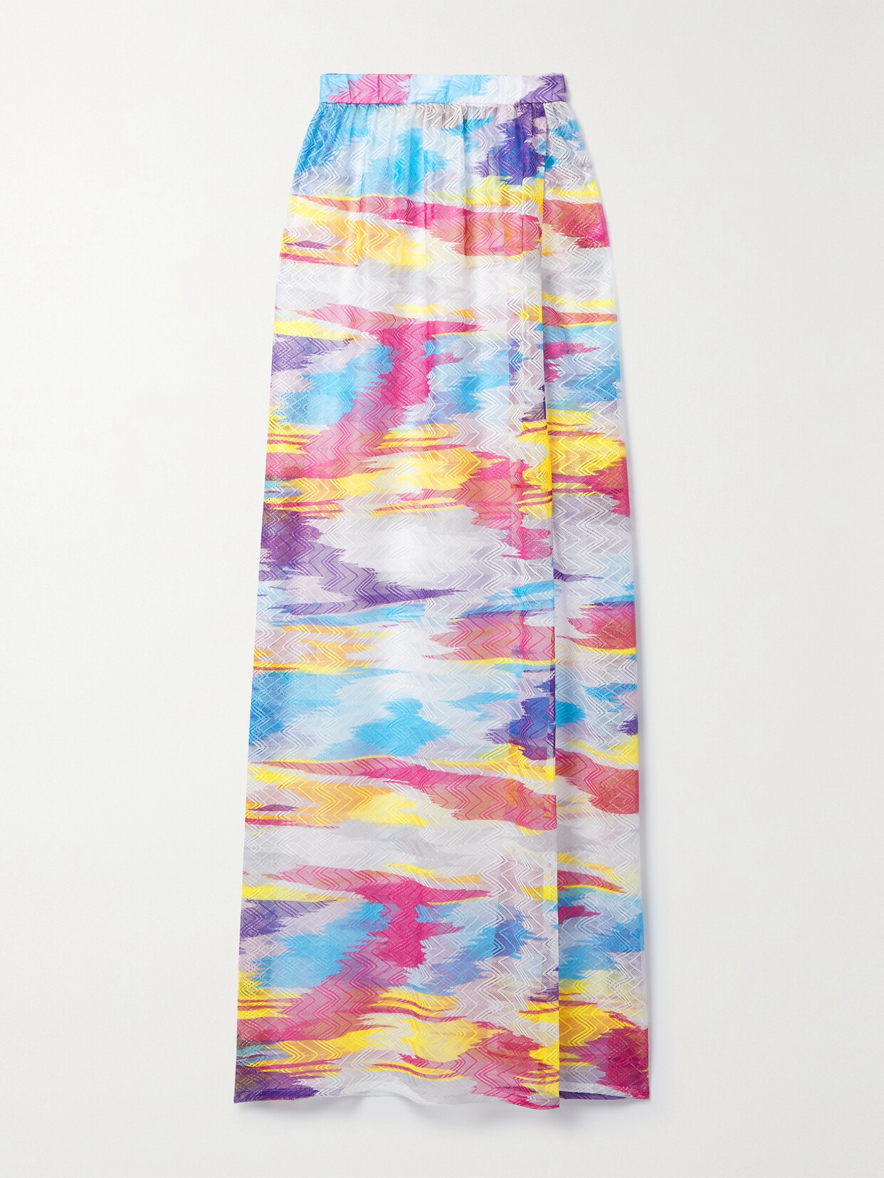 Missoni - Wrap-effect Printed Crochet-knit Maxi Skirt - Blue