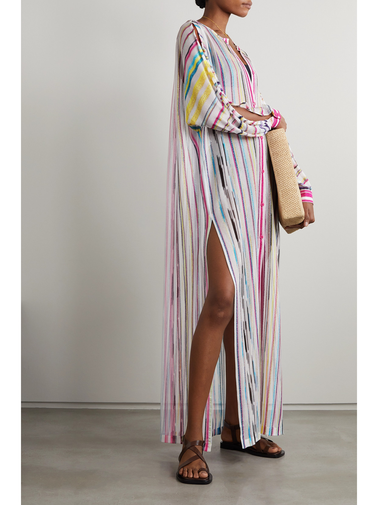 Missoni Striped Crochet-knit Maxi Dress In White