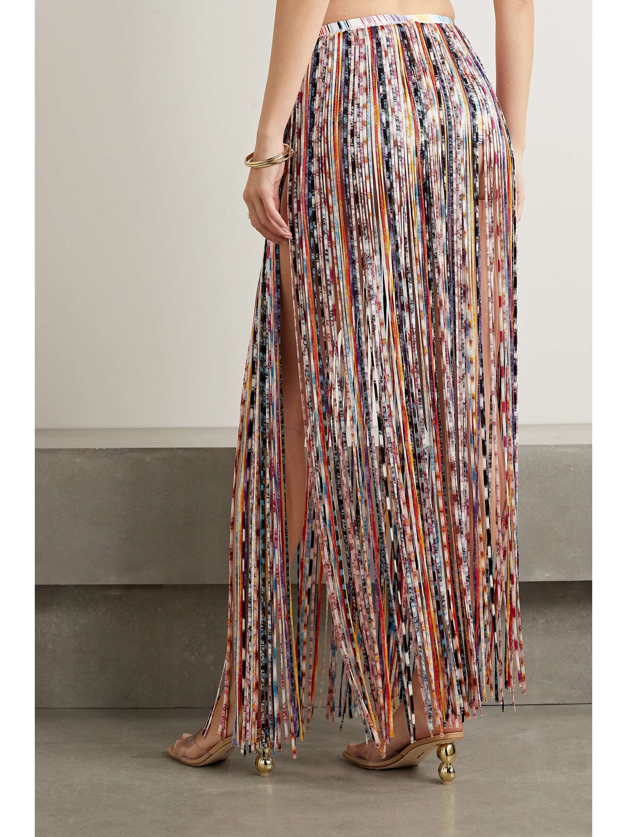 MISSONI Fringed crochet-knit maxi skirt