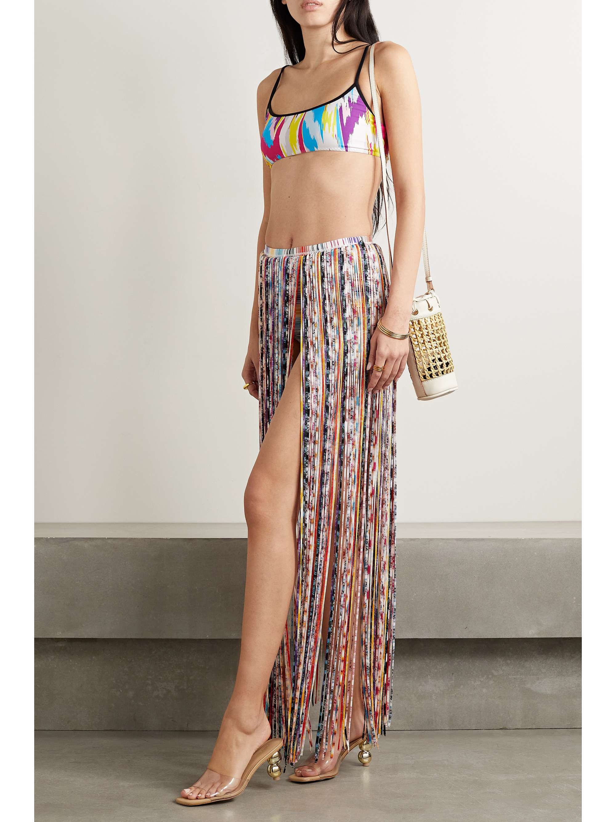 MISSONI Fringed crochet-knit maxi skirt