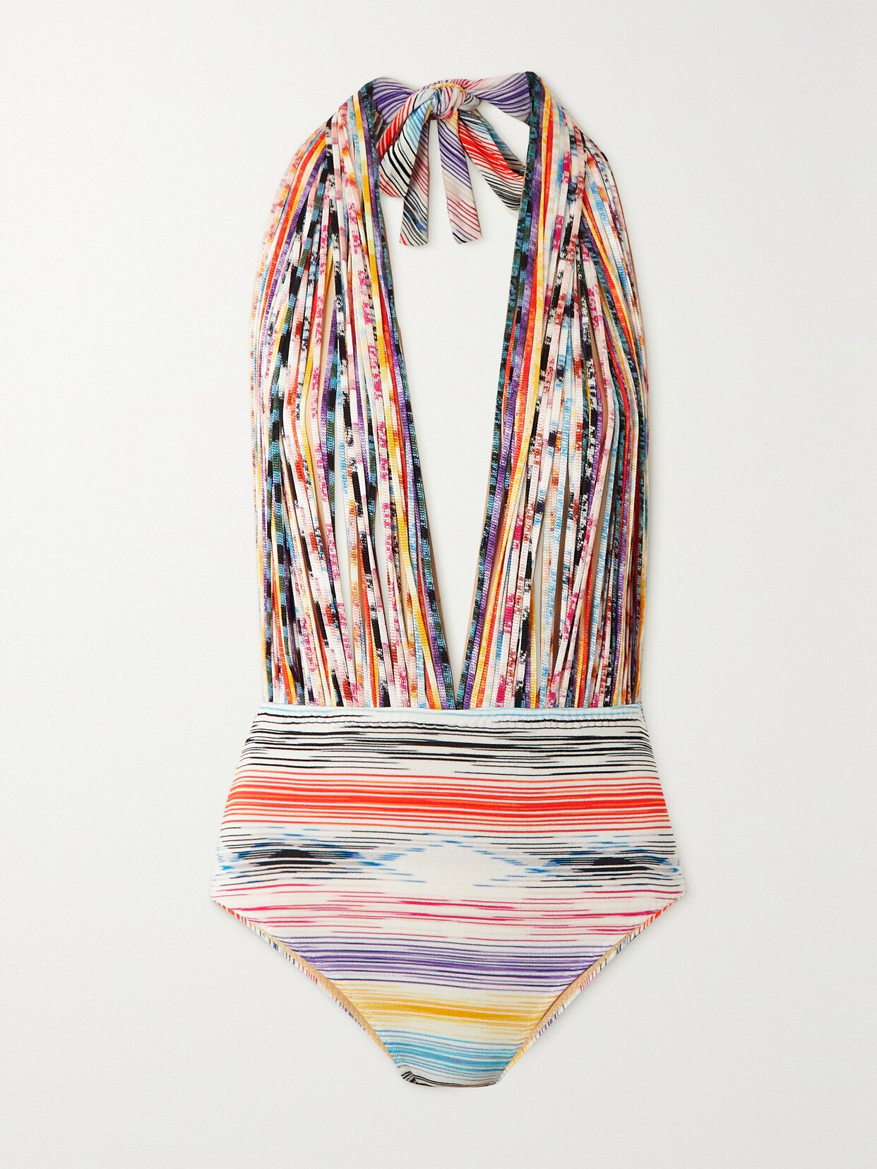 Missoni - Mare Space-dyed Webbing And Crochet-knit Halterneck Swimsuit - Red