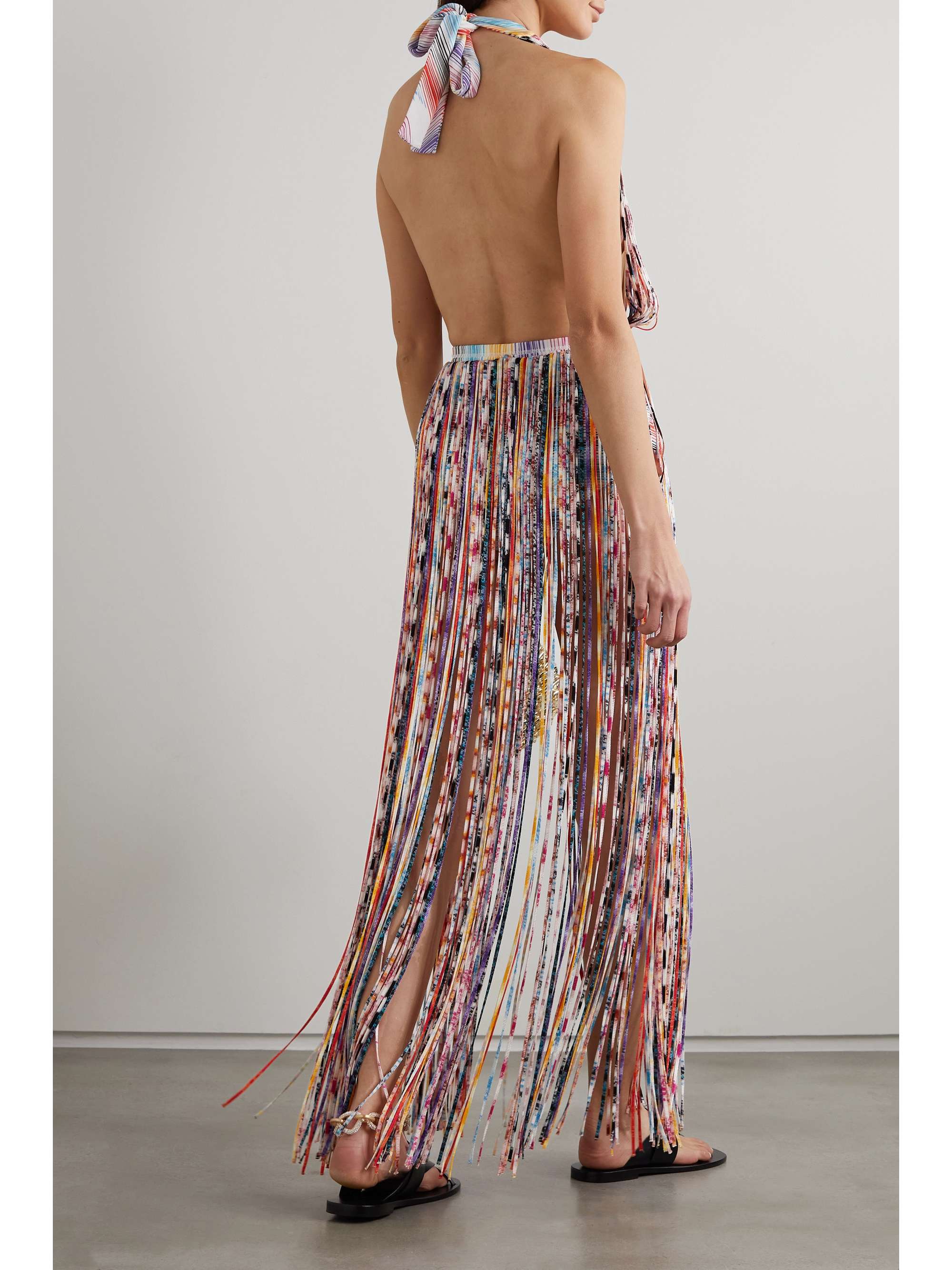 MISSONI Striped fringed stretch-jersey coverup