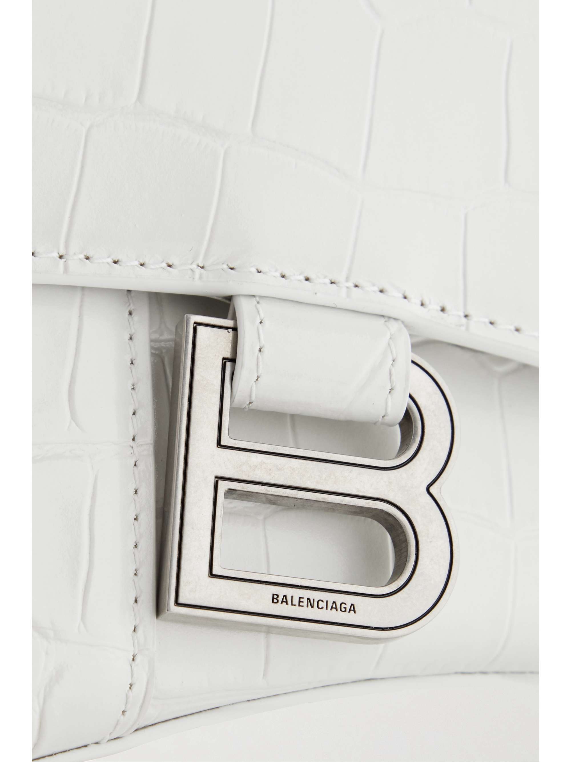 BALENCIAGA Hourglass XS croc-effect leather tote