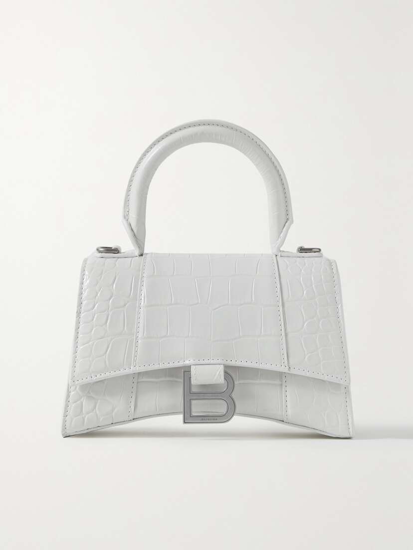 Balenciaga Hourglass Xs Croc-effect Leather Tote