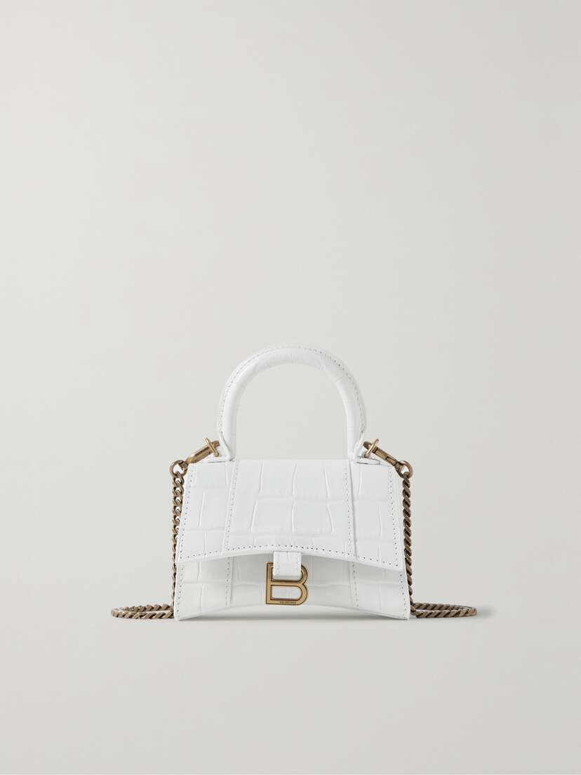 Balenciaga Hourglass Mini Croc-effect Leather Tote
