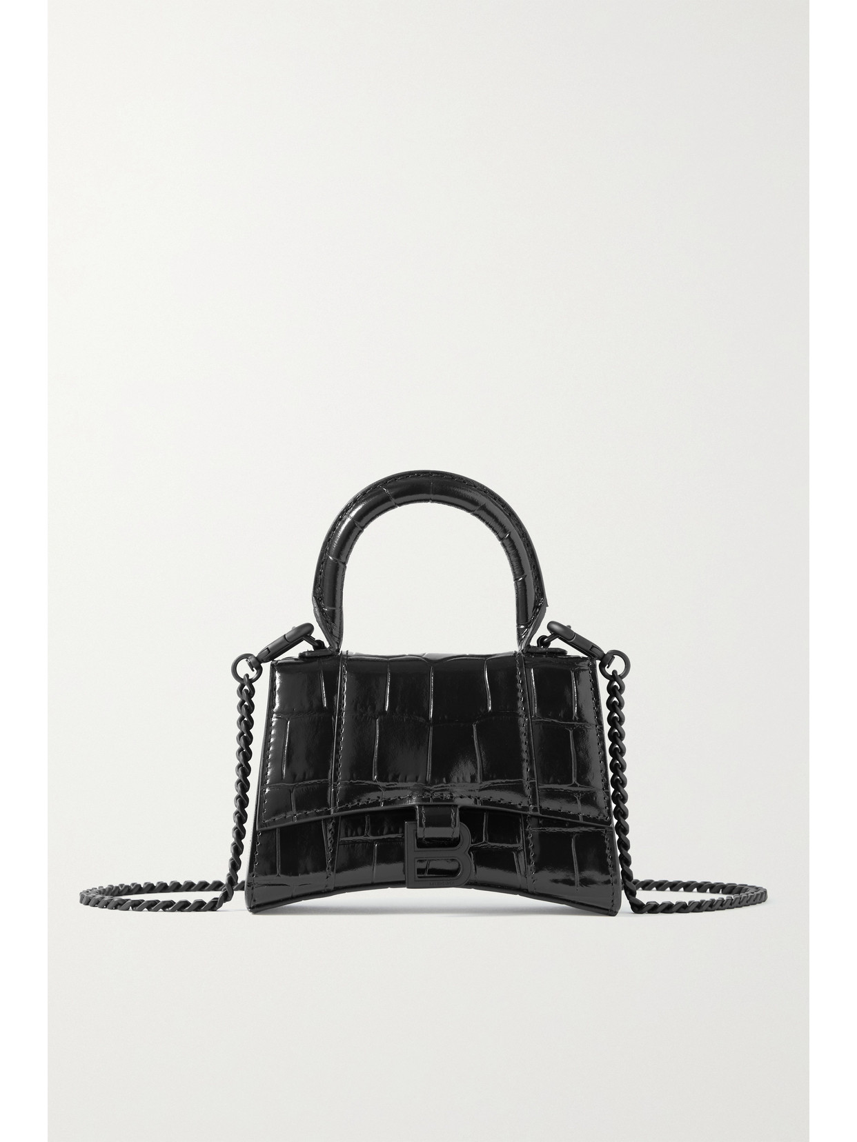 Balenciaga - Hourglass Mini Croc-effect Leather Tote - Black