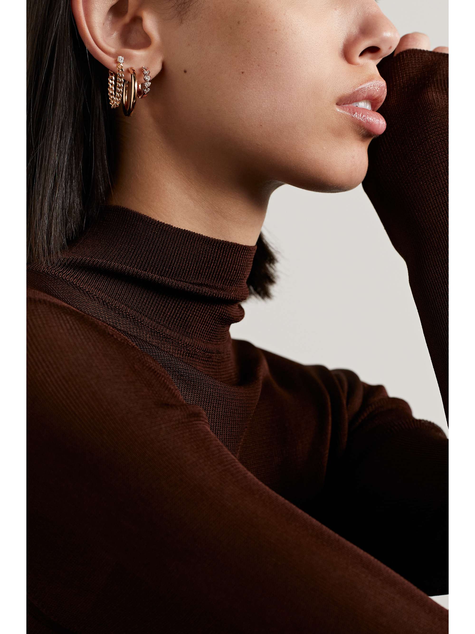 ANITA KO 18karat rose gold diamond hoop earrings NETAPORTER