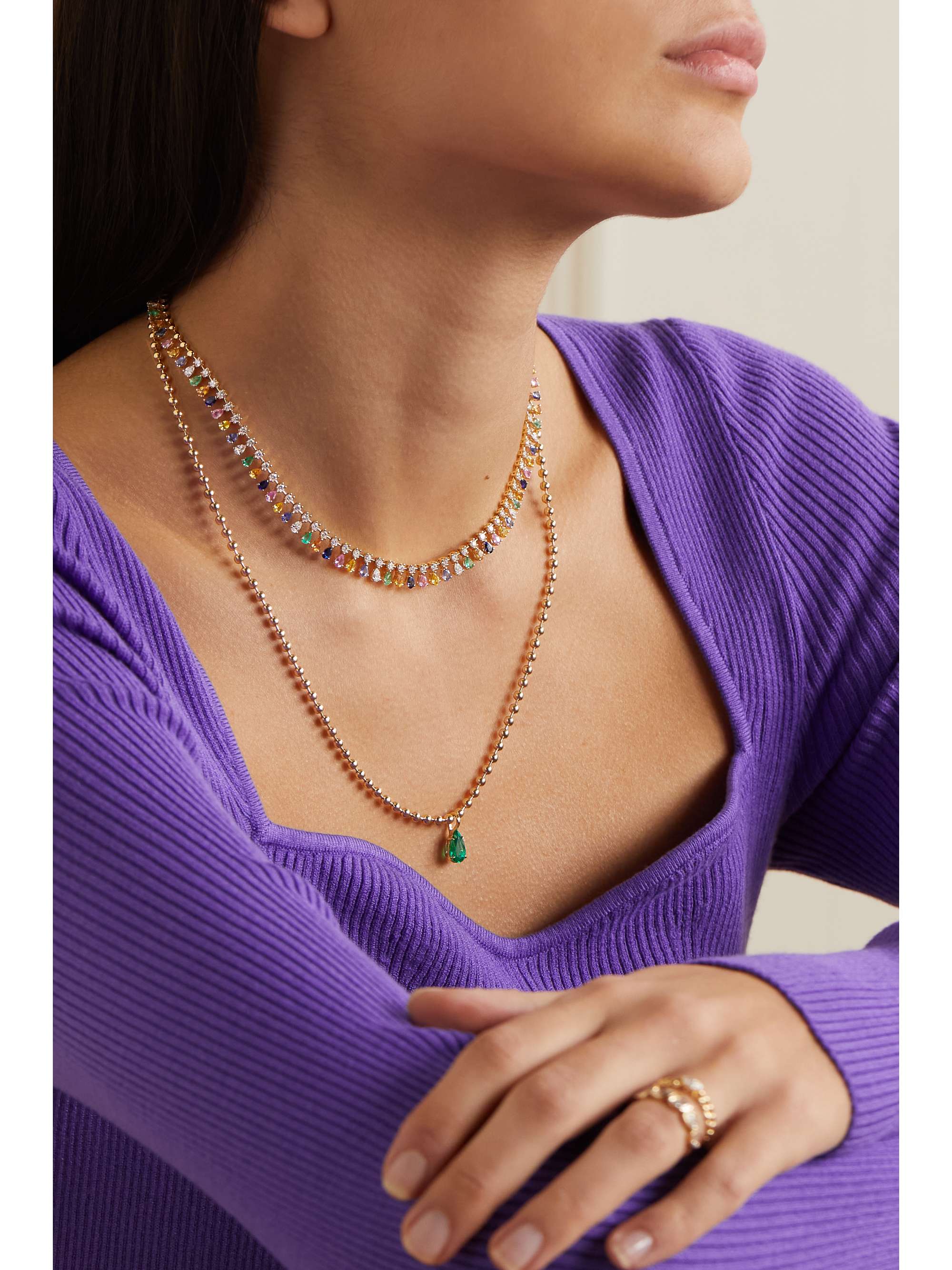 ANITA KO 18-karat gold multi-stone necklace